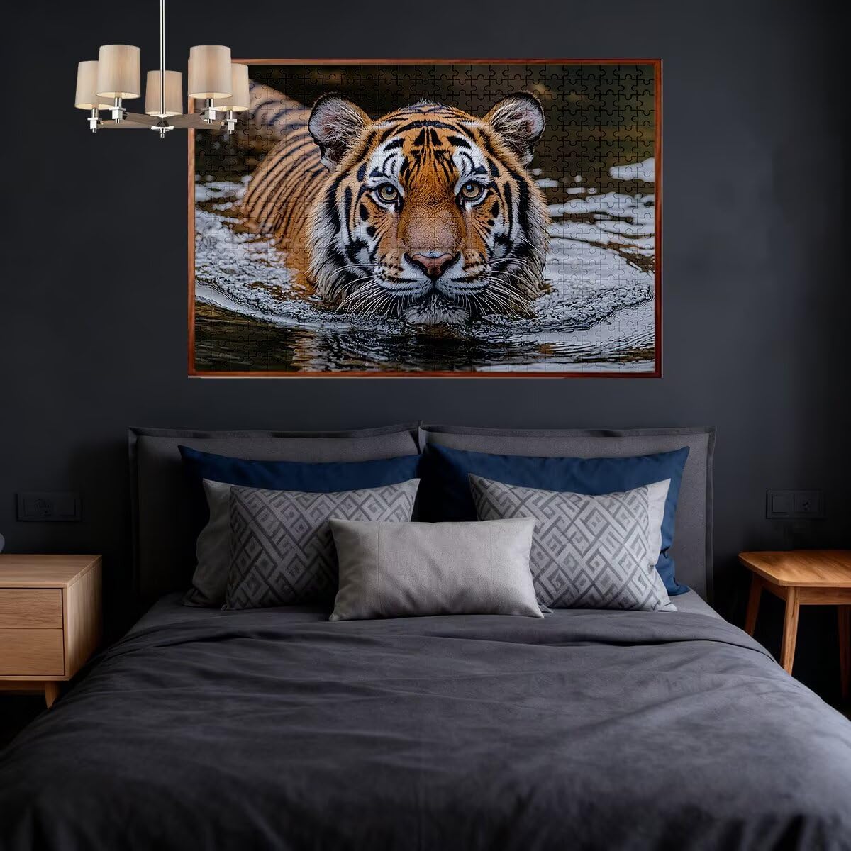 Puzzle dla dorosłych, 1000 puzzli ze zwierzętami, 1000 sztuk, dla dorosłych, drewniany tygrys, klasyczna edukacyjna, wymagająca gra dla całej rodziny, dekompresja, prezenty dekoracyjne 75 x 50 cm L-18