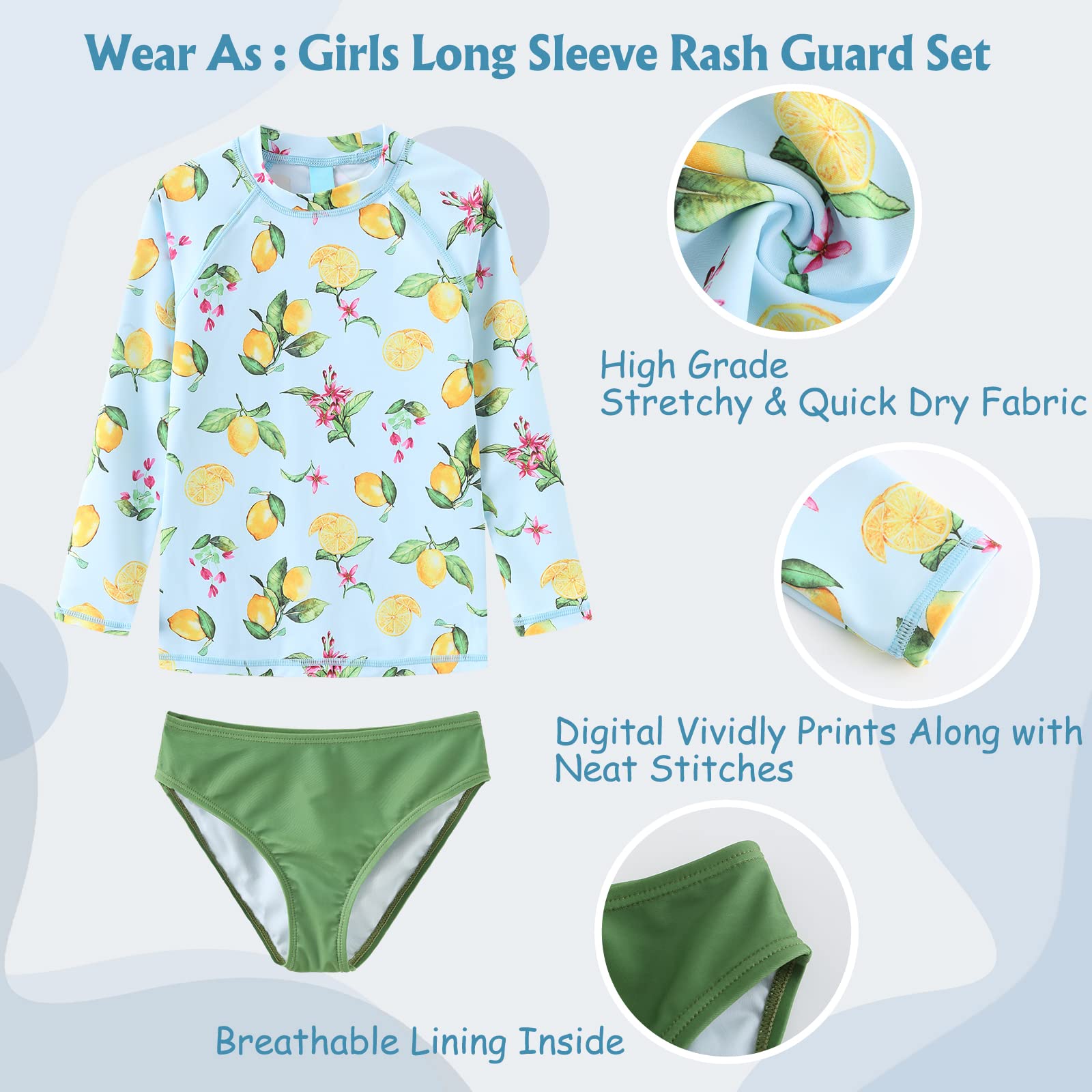 Traje de baño de 3 piezas para niñas, conjunto de traje de baño de manga larga y pantalones cortos, tankini para niñas de 5 a 16 años