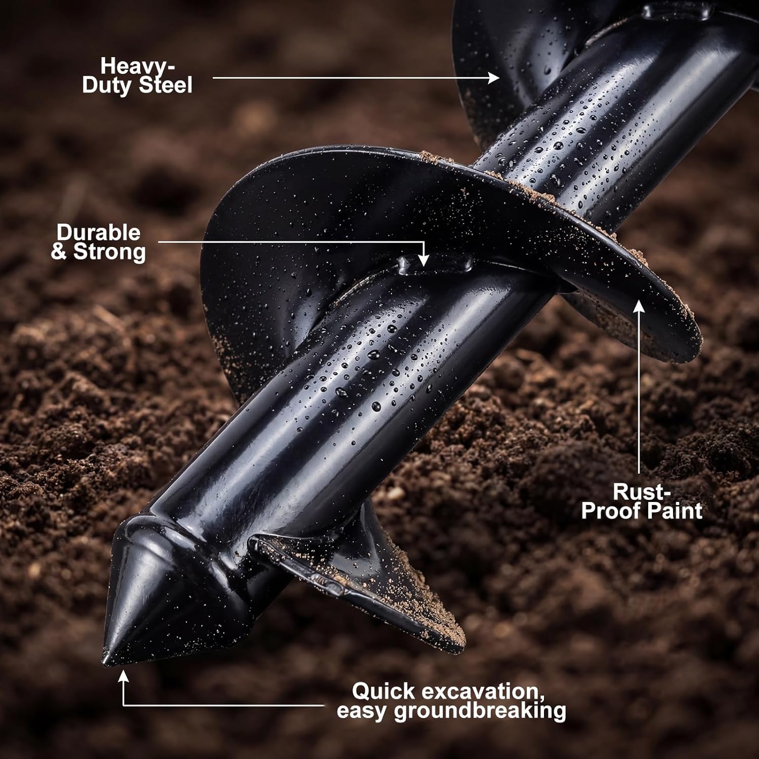 Auger Drill Bit for Planting Set of 3, 1.6x16.5, 2x14.5, 3.5x16 - Compatible with 3/8" Hex Drive Drill for Planting Bulbs, Bedding Plants, Mixing Soil, Fertilizer