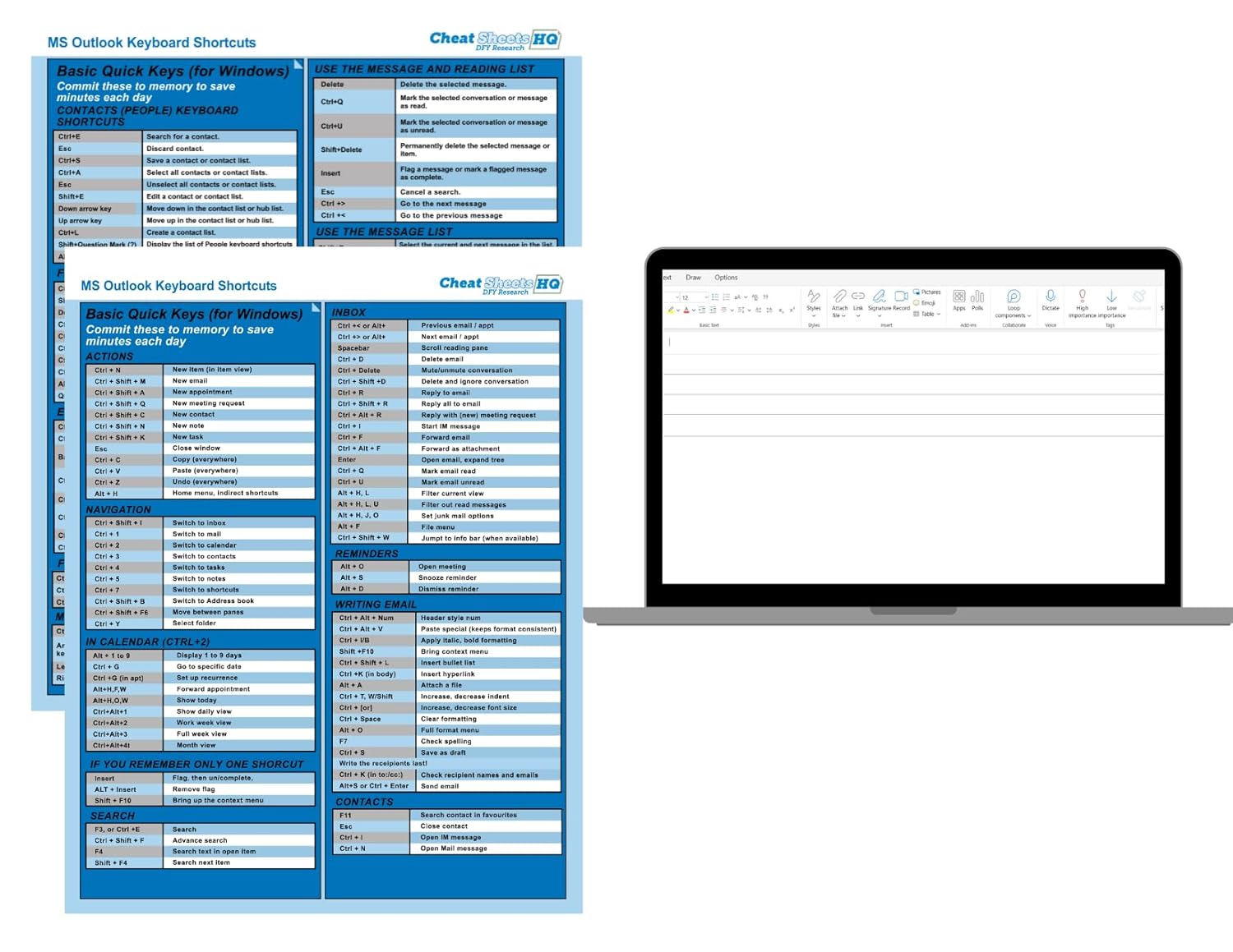 Microsoft Office Outlook 365 Cheat Sheet – Essential Keyboard Shortcuts & Quick Keys Reference Guide for Fast Email Management" - Image 5