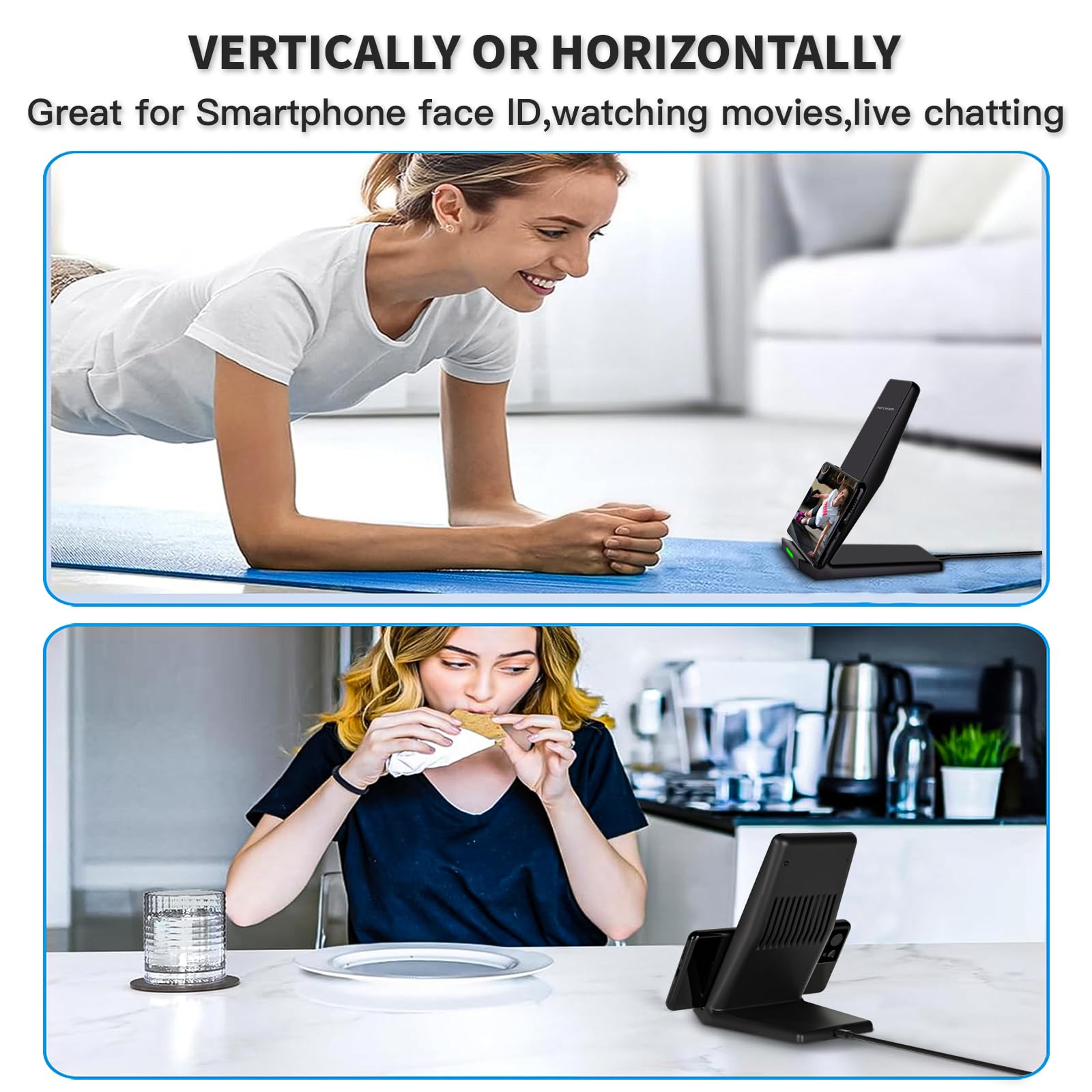 Rvelon Schnelles kabelloses Ladegerät, Computer Wireless Charging Stand mit 20W USB PD Adapter für Samsung Galaxy S25/S24/S23/S22/S21/Note 20, Pixel 8/7 Pro, für iPhone 17 Pro Max/17