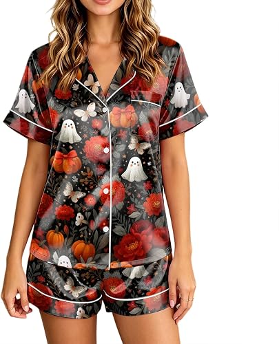 Vividcrate Cute Halloween Pajamas for Women Horror Cozy Hall