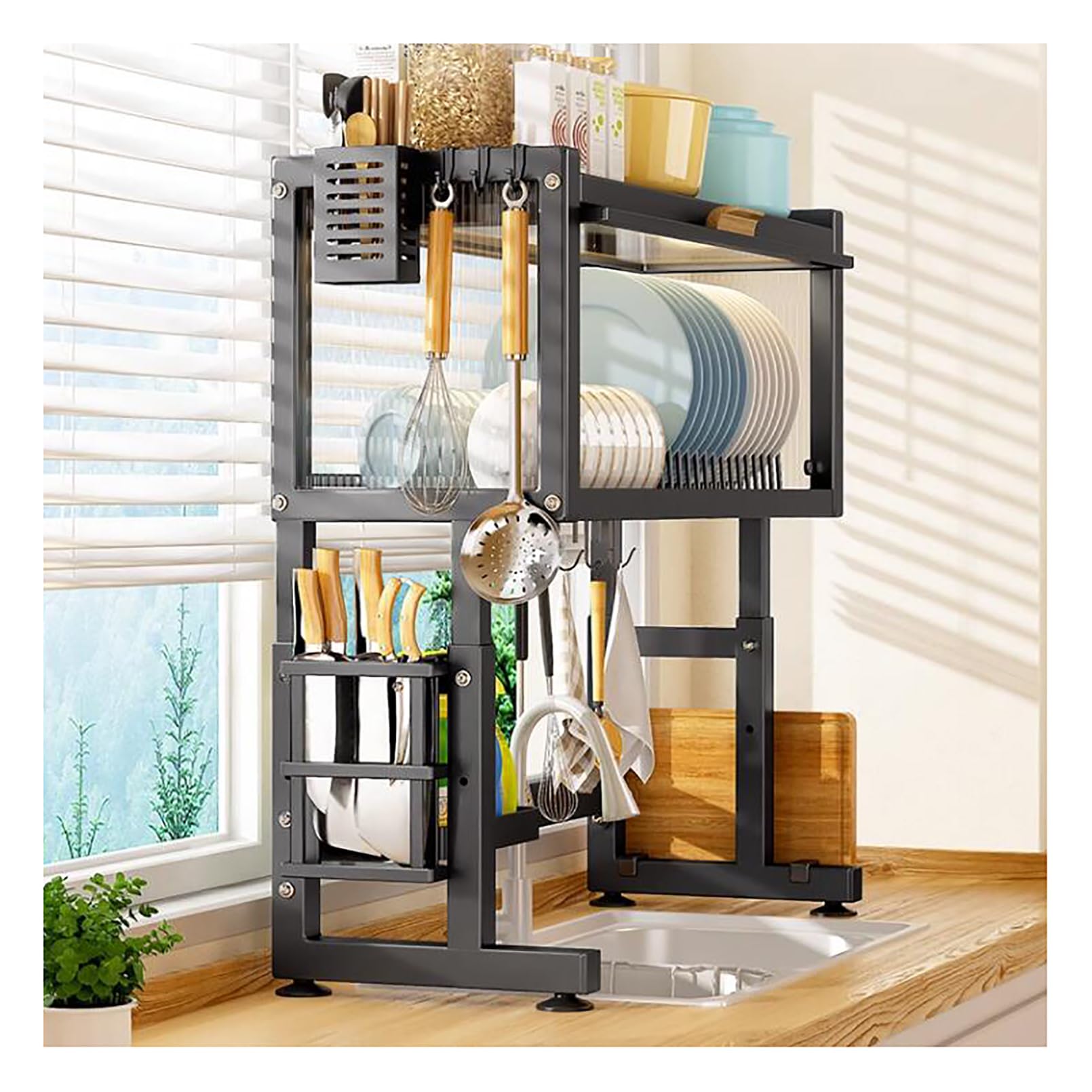 Scolapiatti sopra il lavello con anta dell'armadio organizer da cucina salvaspazio robusta base a ventosa soluzione efficiente per asciugare i piatti per piccoli spazi moderni essenziali da cucina