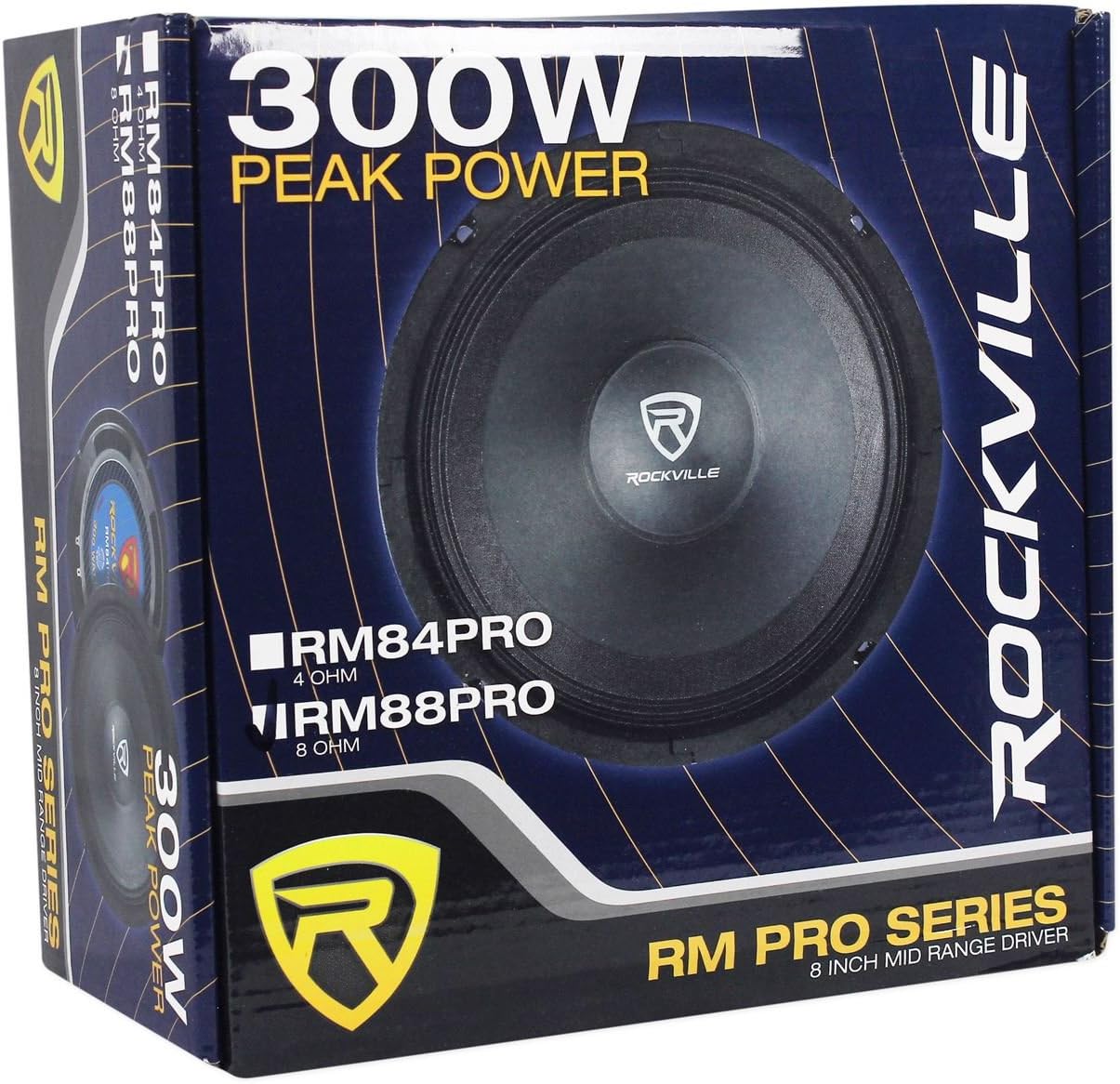 Rockville RM88PRO Mid-Range Competition Car Speaker, 8", 1200W, 8 Ohm, Kevlar Cone, Open Basket, CEA Compliant, 100oz Magnet, for Car Audio, 4-piece
