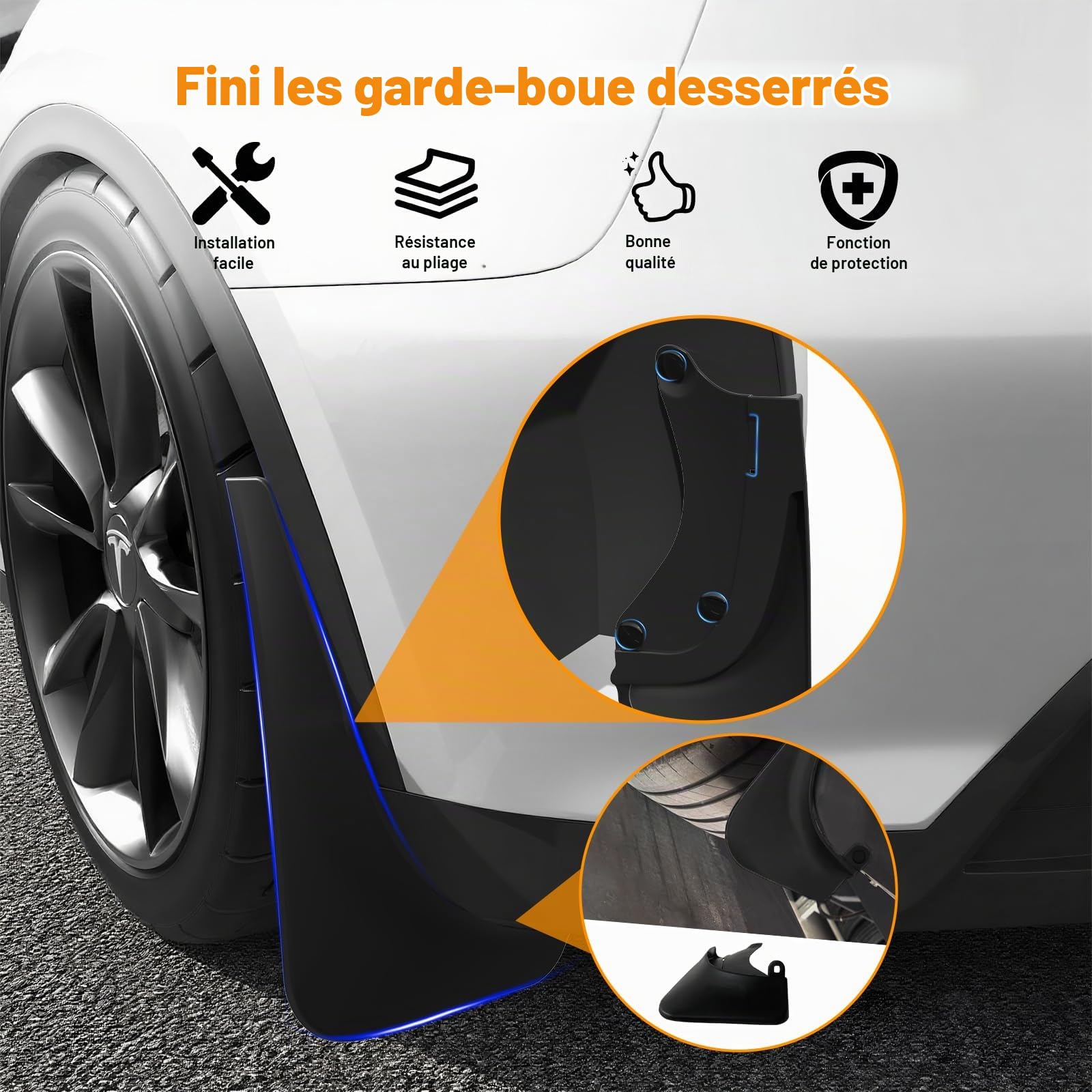 Lot de 4 bavettes Garde-Boue Avant et arrière en ABS pour Tesla Model Y Juniper 2026 - Comprend Tout Le matériel d'installation et Accessoires (Model Y Juniper 2025+)