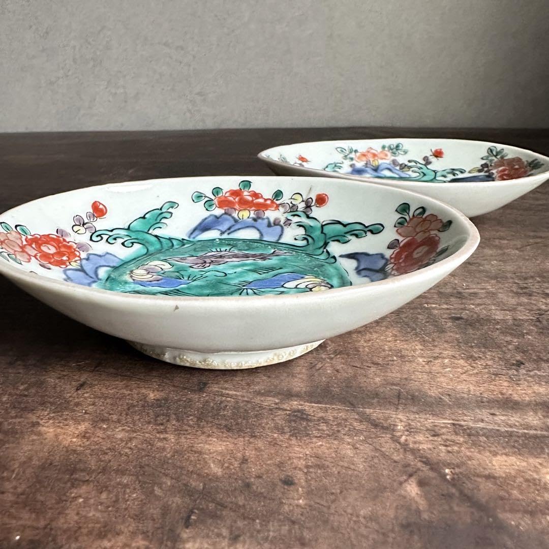 【希少！】古伊万里　色絵　染付　双魚に花文　小判型　江戸中期　柿右衛門手　B Amazon.co.jp: 古伊万里 色絵 染付 双魚花文 小判型 変形小皿 2客 柿右