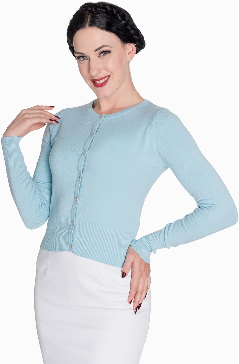Hell Bunny Paloma Cardigan Sweater in Sky Blue