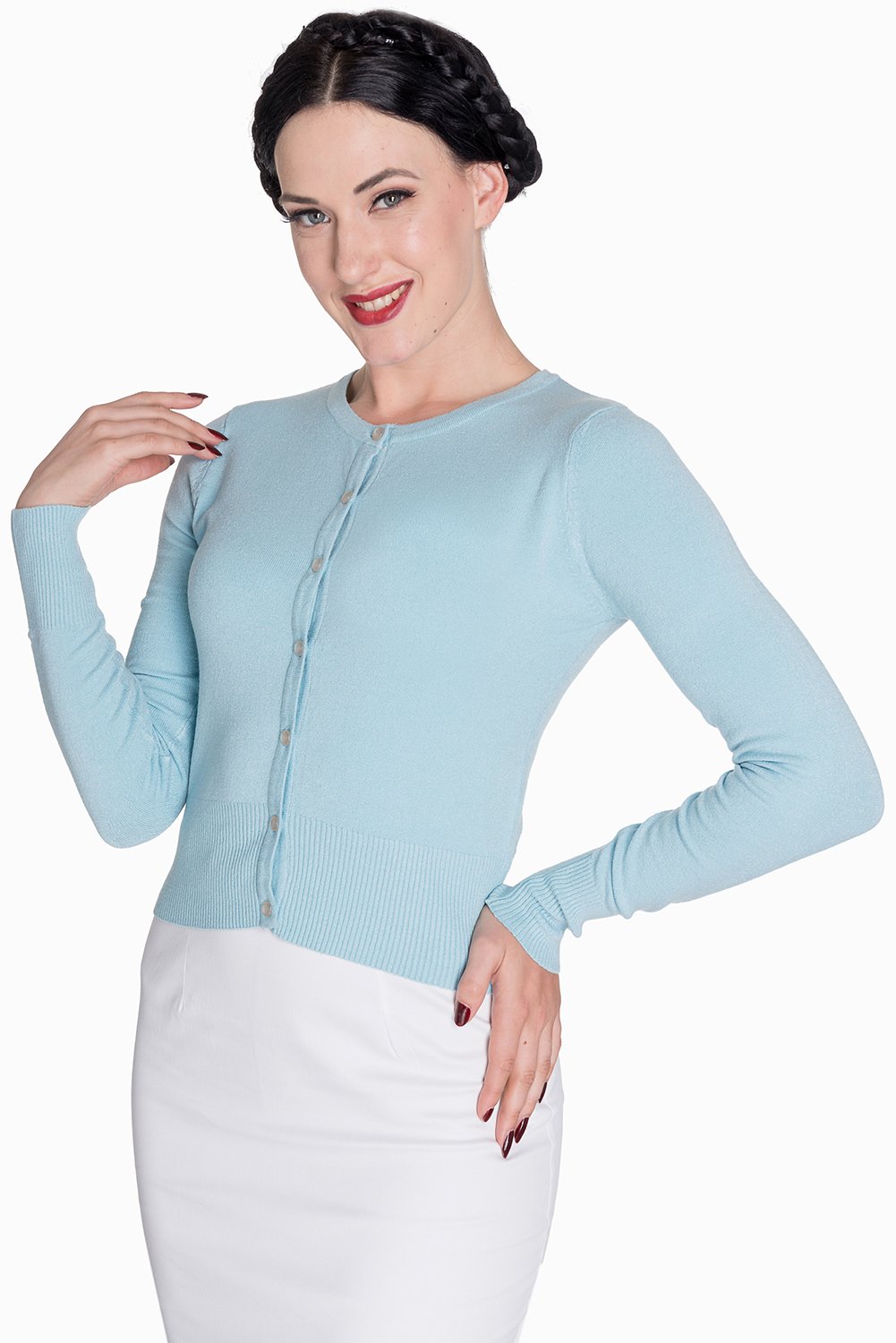 Hell Bunny Paloma Cardigan Sweater in Sky Blue