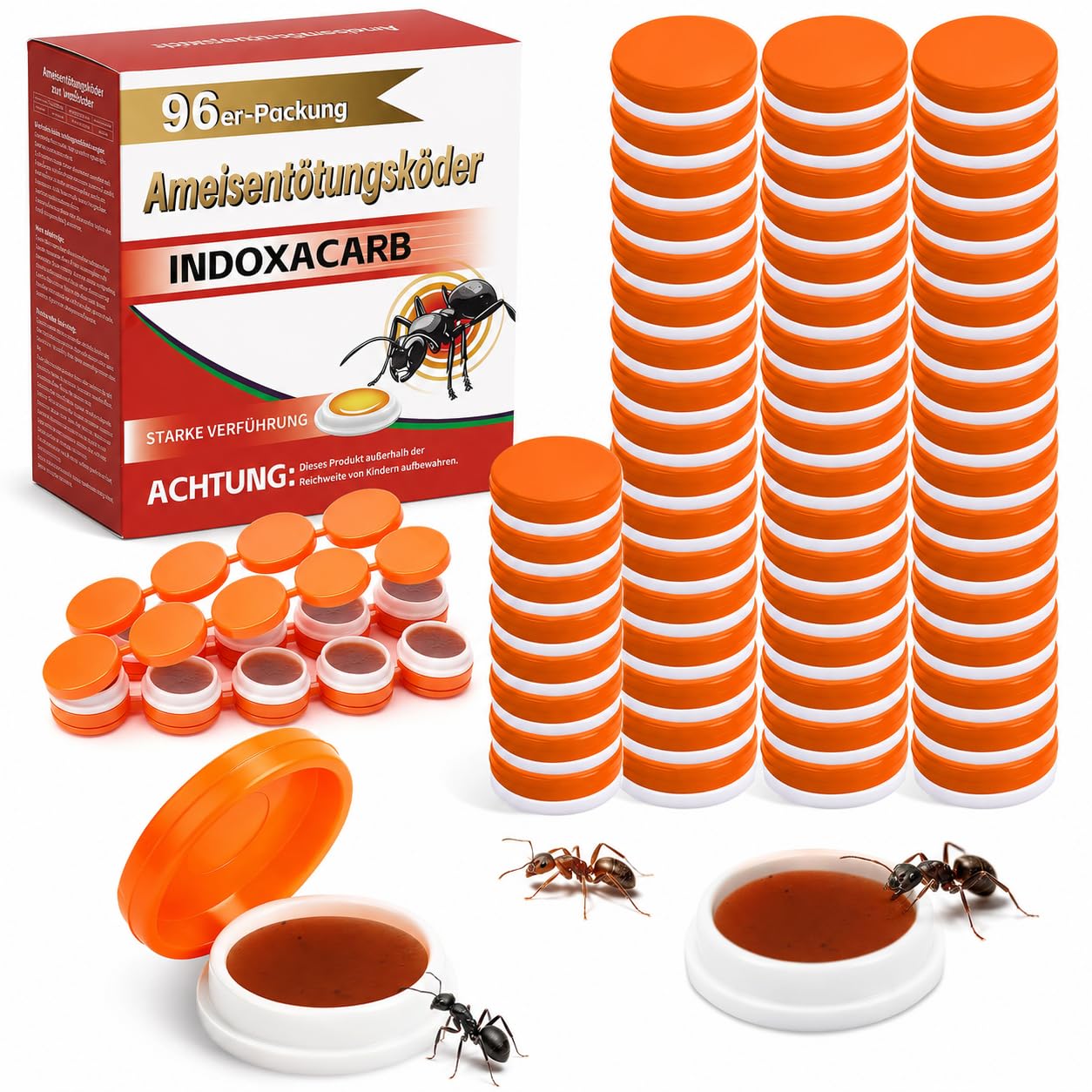 96 Pack Ant Bait Stations - Mess-Free Indoor Traps for Home and Kitchen, Enclosed Placement Stations for Continuous Household Support
