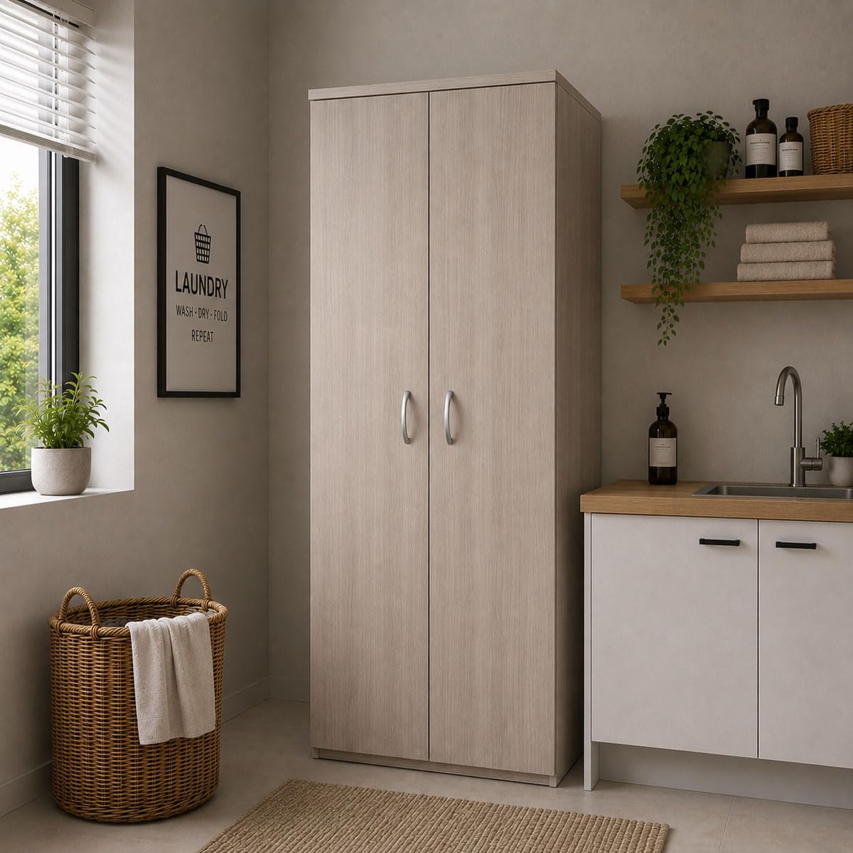 Yellowshop - Mobile a colonna porta lavatrice e asciugatrice con ante PRIME Bianco, Rovere Olmo, Rovere Well (Rovere Olmo)