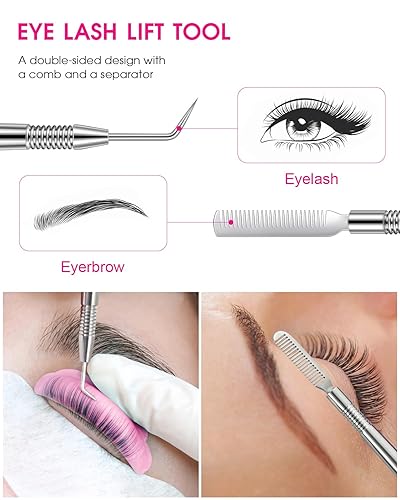 Miniatura 4 de MORGLES - Kit de elevación de pestañas, 50 varillas de elevación de pestañas, 1 herramienta separadora de pestañas, 60 extensiones de pestañas,