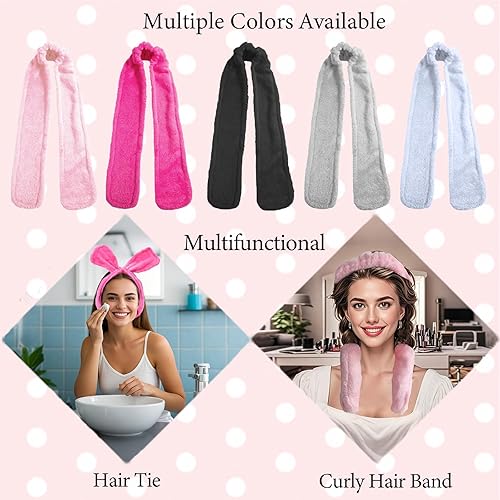 Miniatura 4 de Diadema de esponja de spa para lavar la cara, diadema de maquillaje para mujeres, con 4 bandas para el cabello, accesorios para el cuidado de la