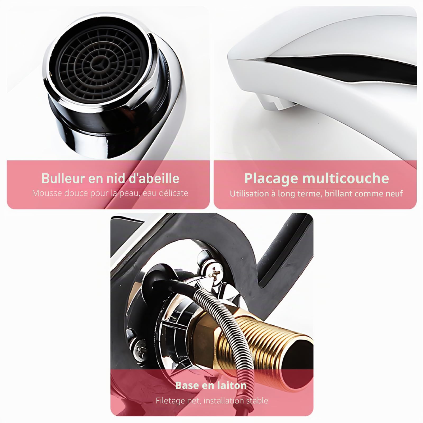 Robinet de cuisine sans contact à piles, automatique, capteur de mouvement électronique infrarouge intelligent, robinet de salle de bain avec filtre intégré 1 trou et plaque de couverture pour G1/2