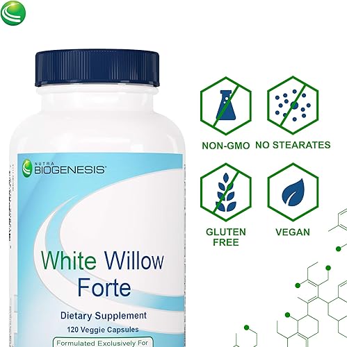 Miniatura 3 de Nutra BioGenesis White Willow Forte - Cápsulas de corteza de sauce blanco para apoyo digestivo con boswellia, cúrcuma, jengibre y bromelina, mezcla