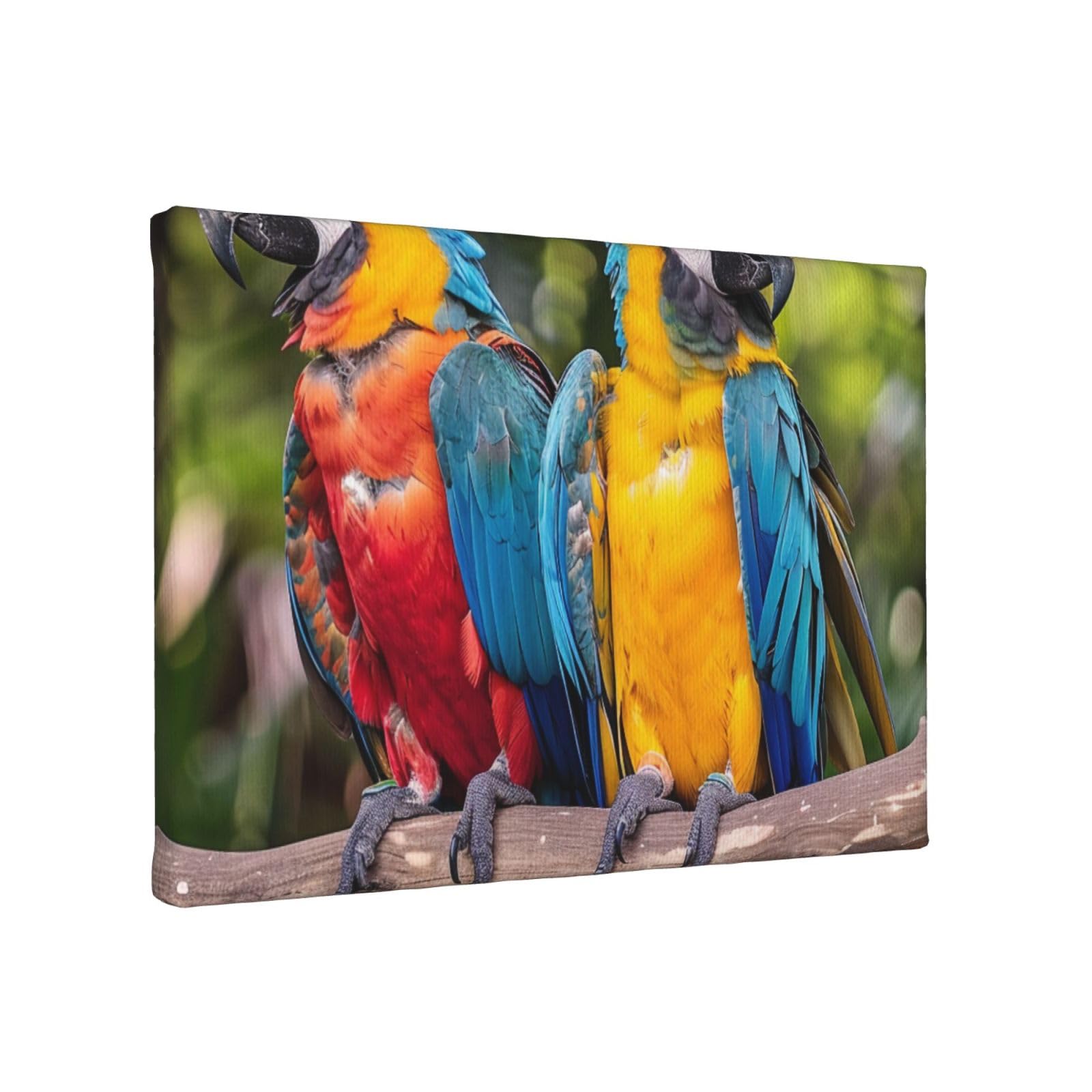YKLJG parrots Printed Wall Art Canvas Painting 30x20 CM Wooden Framed Picture Painting Artwork Prints for Bedroom Kitchen Home Office Decor