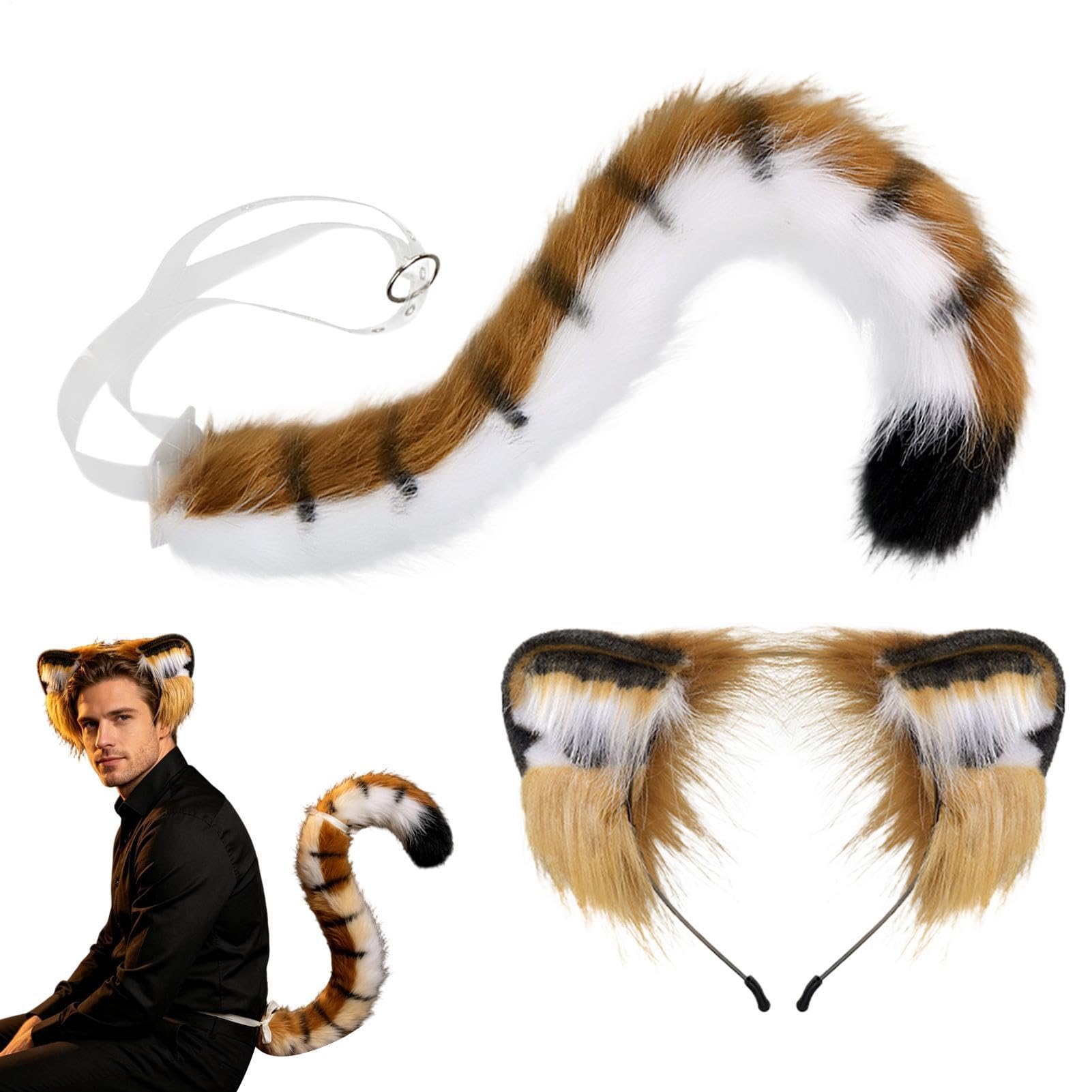 Conjunto genérico orejas y cola de tigre accesorios cosplay Halloween