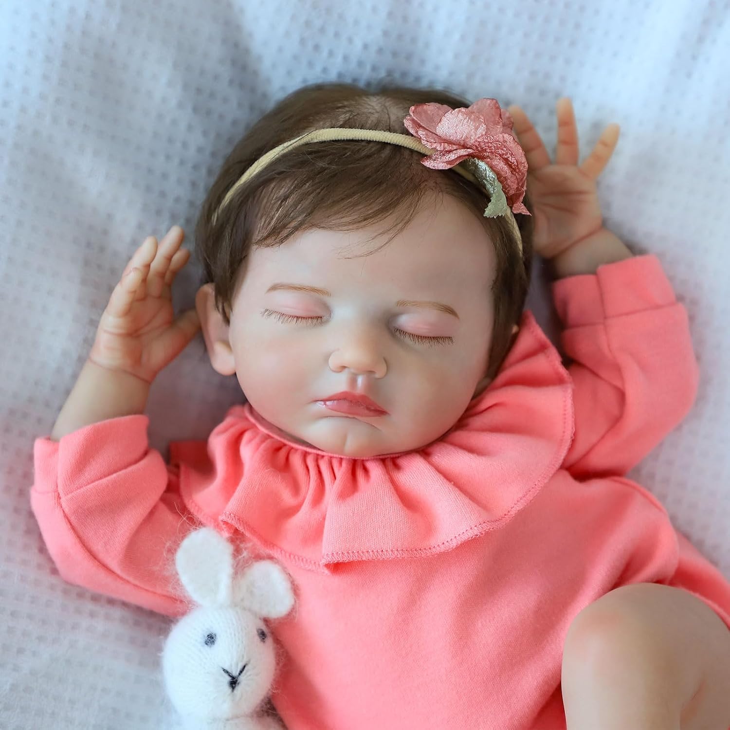SCOM Lifelike Reborn Baby Dolls - 18 Inch Realistic Newborn Baby Girl, Real Life Dolls with Soft Weighted Body, Sleeping Baby Girl for Kids Age 3+ Gift