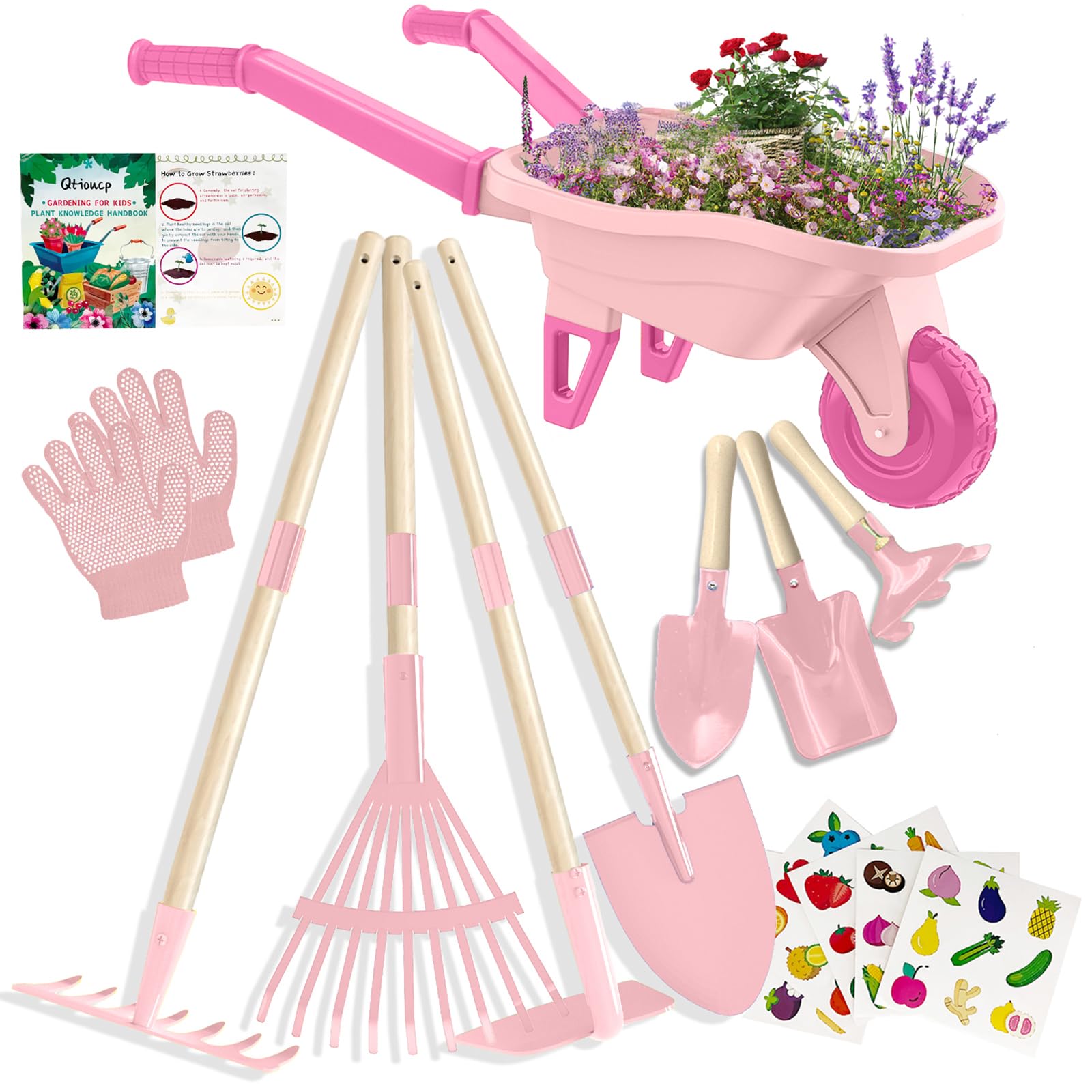 Kids Gardening Tools Outdoor Toys Set Backyard Play with Wheelbarrow Educational STEM Learning Pretend Toys Outdoor Indoor for Toddlers Kids Boys Girls
