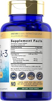 Carlyle Vegan Omega 3 Supplement | 1290 mg | 60 Softgels | Plant Based