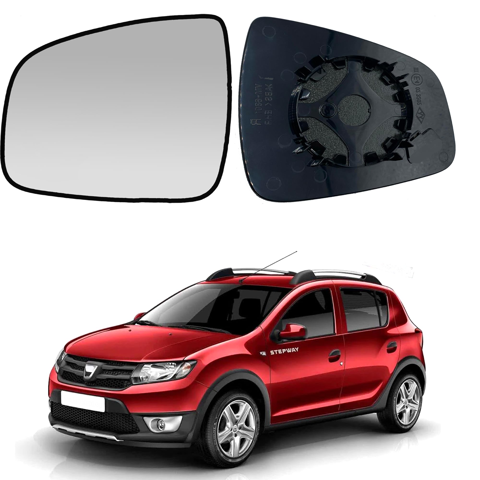 Vetro Specchietto Retrovisore Per Dacia Sandero,Logan,Sinistro,Riscaldabile,963661279R