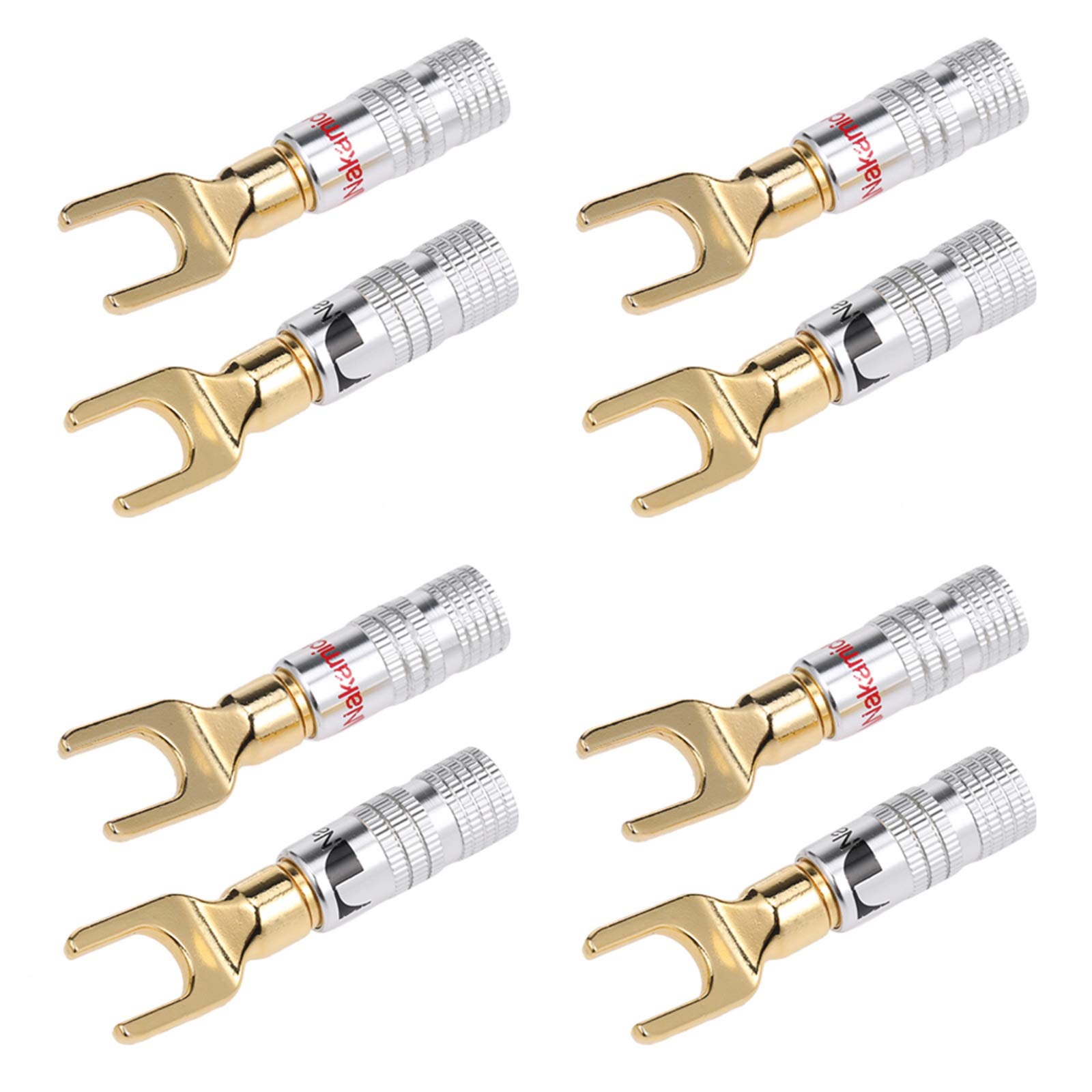 Seeyo Y Spade Speaker Plugs Wire Connector o Loudspeaker Connector Amplifier Adapter Left and Right Channels Gold Plated Speaker Plug