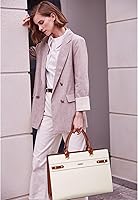 Vista 2 de BROMEN Maletín de cuero para mujer 15.6 pulgadas Vintage Laptop Shoulder Bag Business Tote Bolso de trabajo