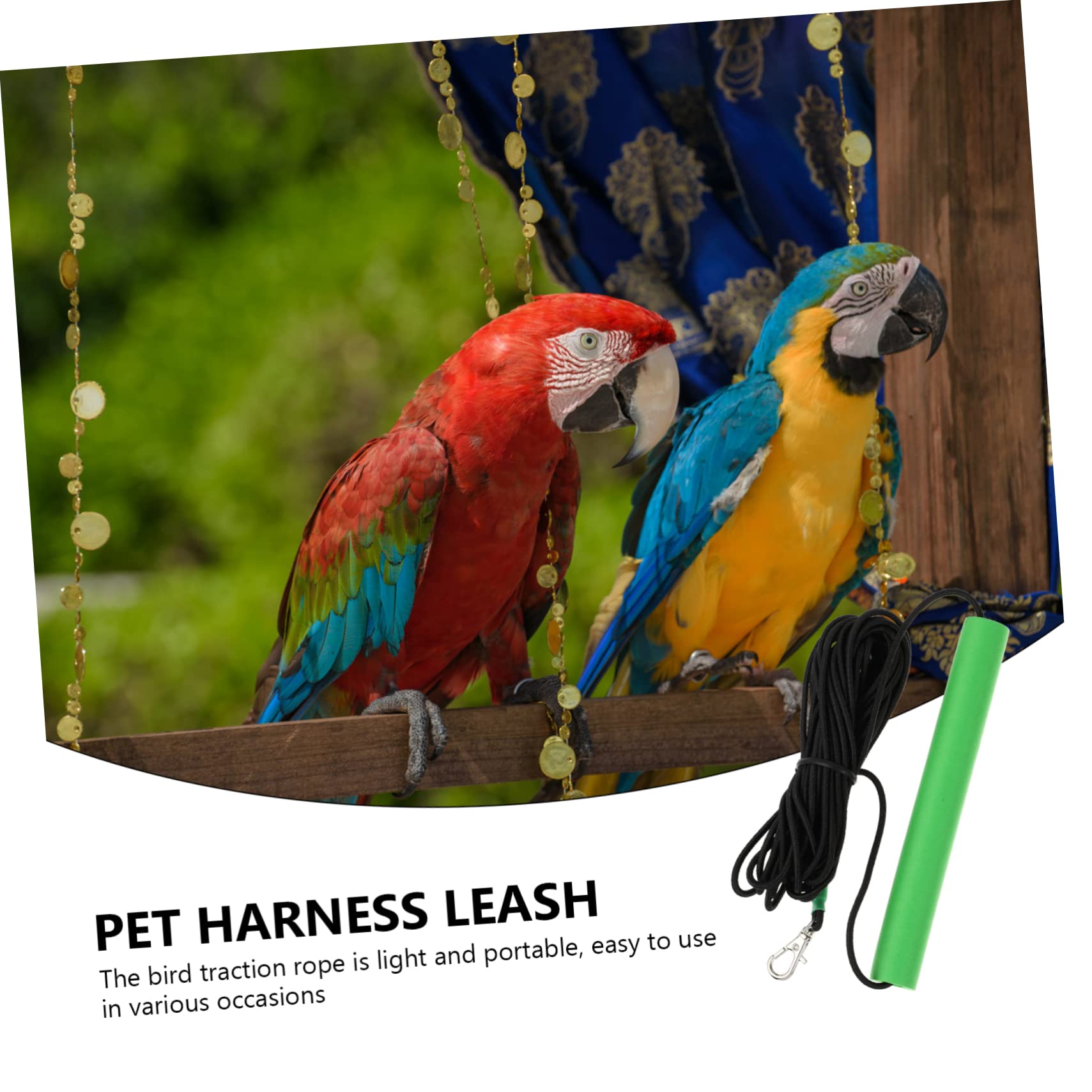 Kisangel 2 Piezas Cuerda De Pájaro Arnés De Pájaro Mascota Arnés y Correa para Cacatúa Cuerda De Entrenamiento De Loros Suministros De Correa De Loro De Acero Inoxidable Green