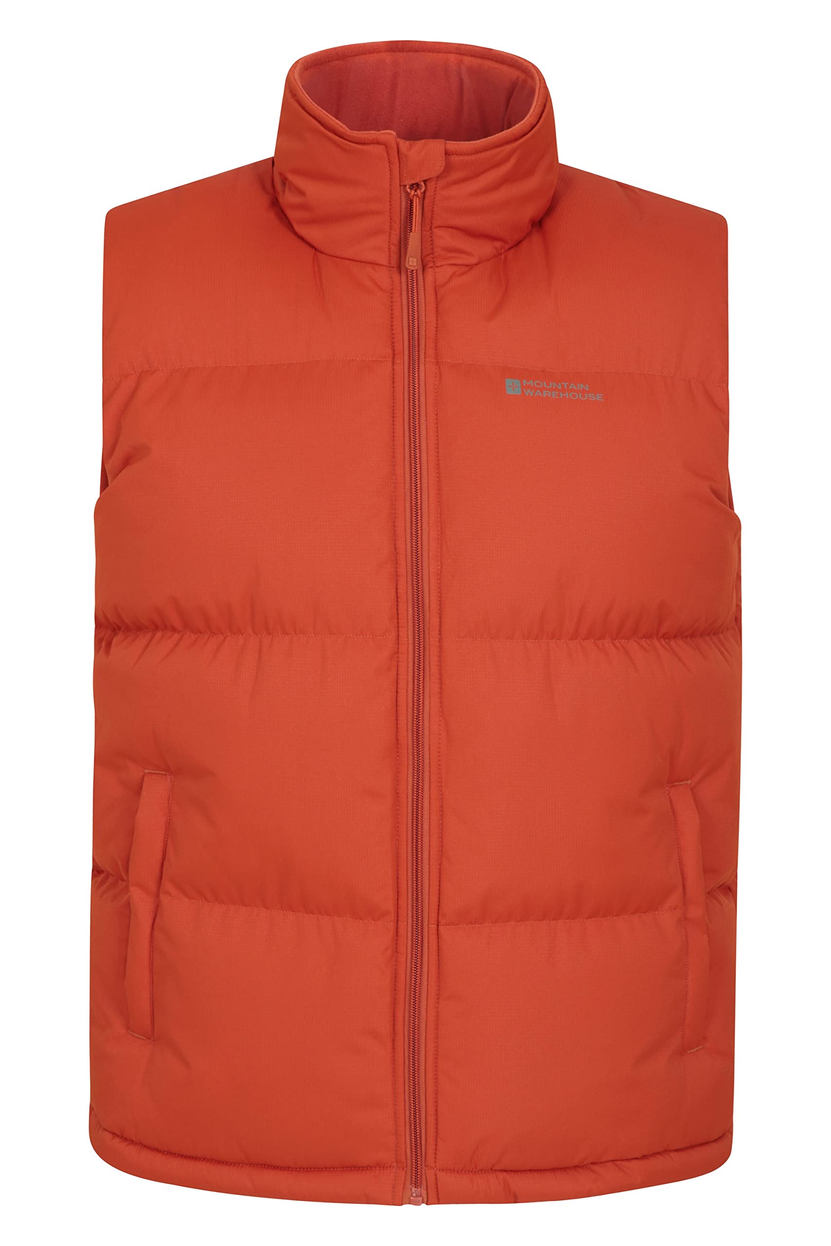 Mountain Warehouse Rock Mens Padded Gilet – Warm, Cosy & Waterproof Body Warmer with Fleece Lined Collar, Adjustable Hem - Spring Summer, Hiking, Camping, Outdoors Burnt Orange L