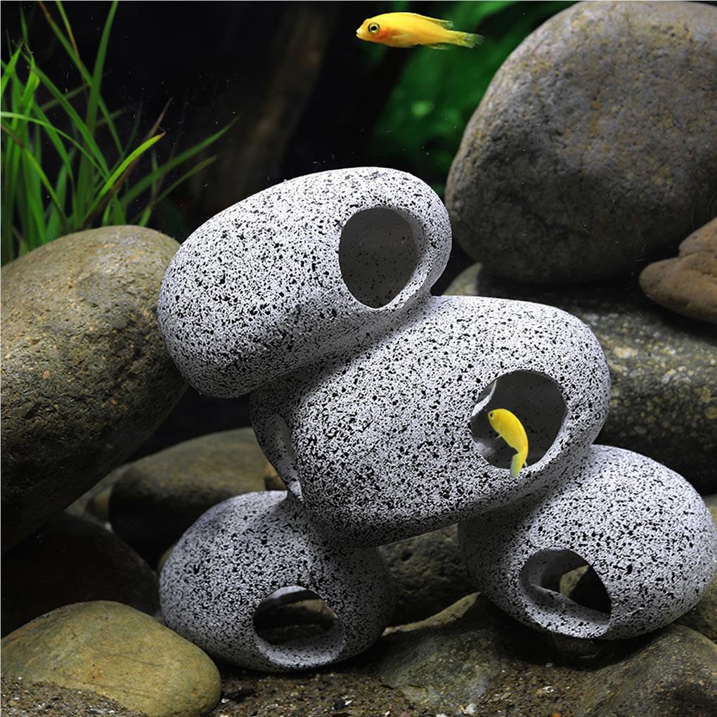 3 set acquario grotta fori multipli nascondiglio di pesce decorazione acquario caverna impermeabile gamberetti allevamento pietra per acquario decorazione stile 1