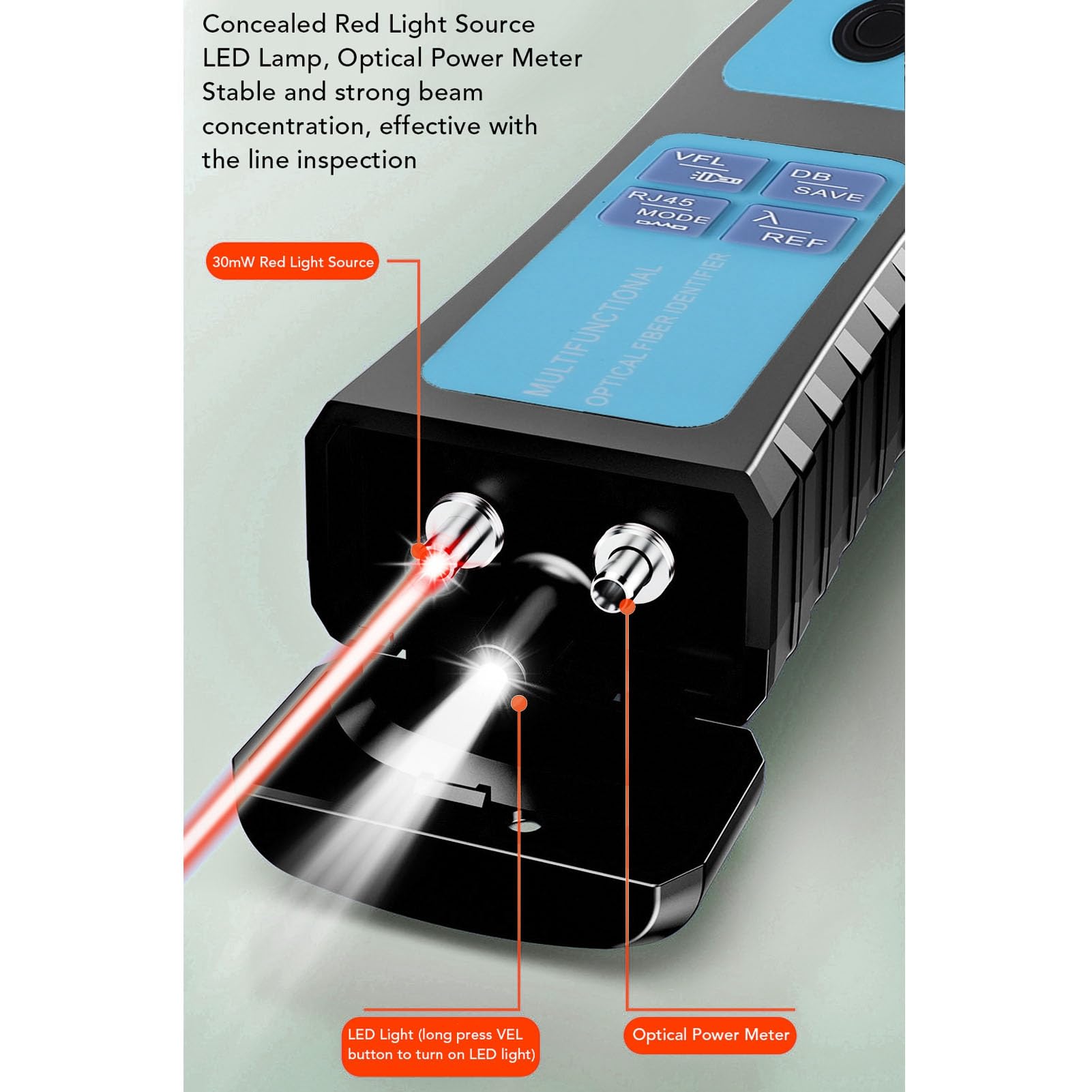 Testeur de Câble à Fibre Optique Portable, -70~+10 DBm Compteur de Puissance à Fibre Optique, 10 km Localisateur Visuel de Défauts VFL, 850-1650 Nm, pour FTTH Localisateur de Câbles