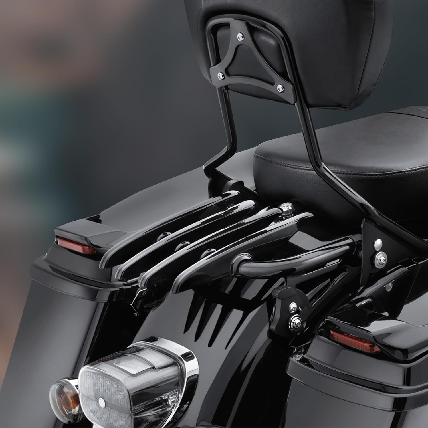 Motorcycle Luggage Rack for Harley Touring, Detachable Stealth Luggage Rack Compatible with 2009-2024 Harley Davidson Street/Road/Electra Glide Road King Tour Pack Accessories (Gloss Black)