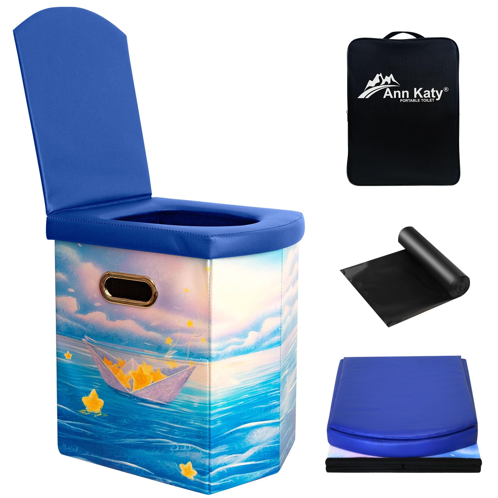 Upgrade XL Portable Toilet for Adults, Extra Large Portable Travel Toilet, Camping Toilets with Lid for Adults and Kids, Compact Potty for Car, Hiking, Beach and Camping