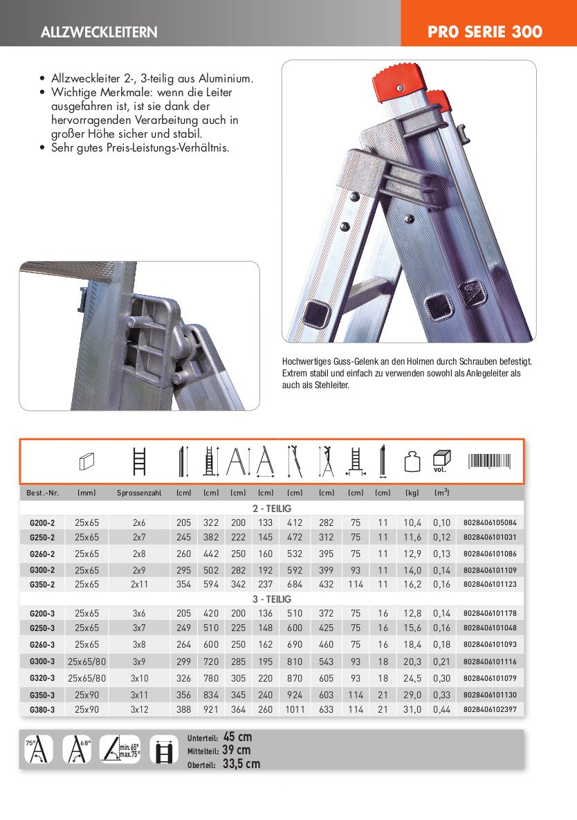 Echelle Transformable FACAL Pro 3x10 Haut. Travail Max. 8,70 m Genia - G320-3