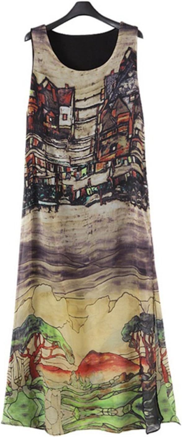 Cheawome Fashion Popular Women Sleeveless Silk Chiffon Long Maxi Dress Summer Beach Sundress Fashion