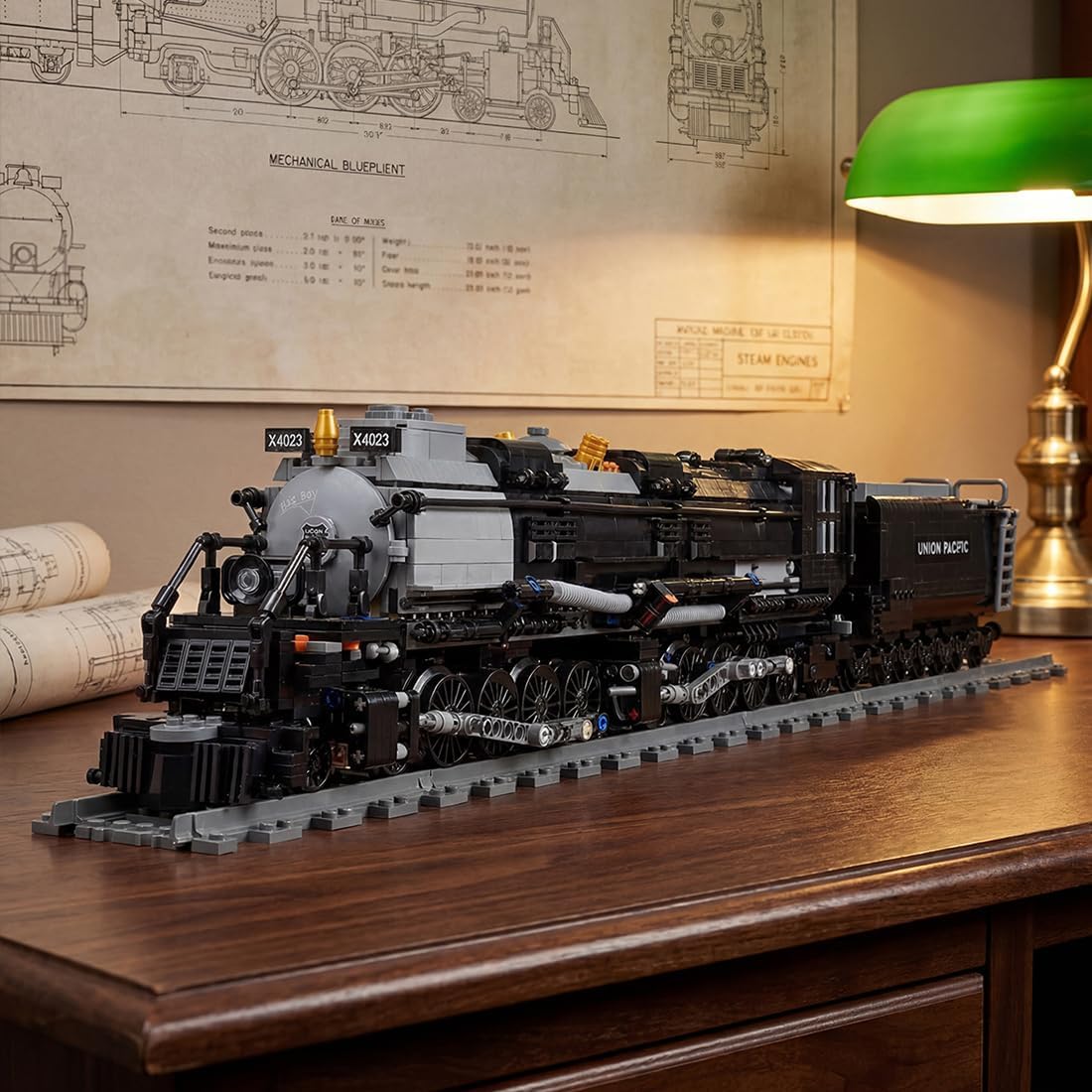 Big Boy Steam Train Building Block Toy, Locomotive Articulated Display Model Set with Tracks for Train Lovers, Teenagers and Adults(1608 Pieces)