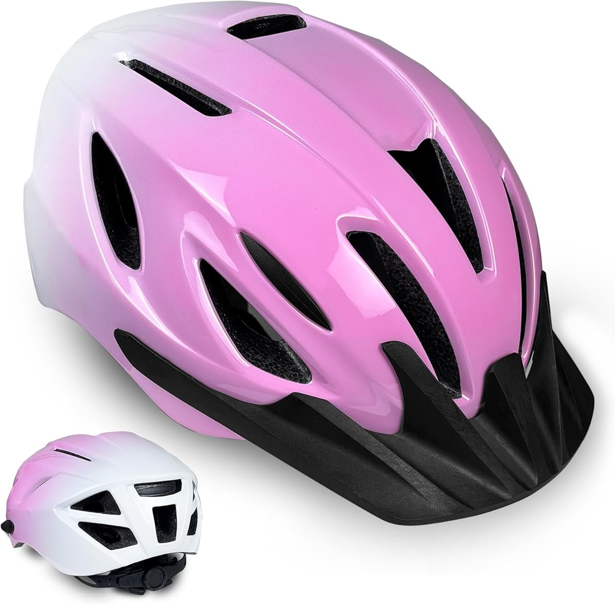 Bike Helmet Adult Women Men - Safety Certified Bicycle Helmet, 15 Vents, Adjustable Dial & Straps,Removable Liner,Visor,Lightweight for Commuting and Road Cycling(Pink,58–62cm)
