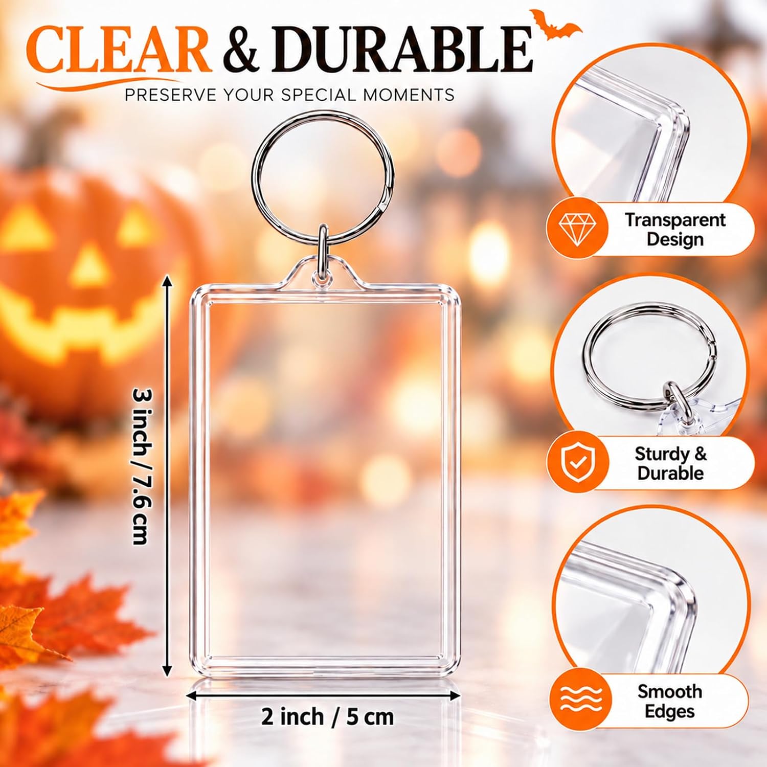 ZZYFGH 8 Pcs Photo Frame Keychain (2 * 3 inch) Picture Frame Keychains Bulk, Acrylic Clear Rectangle Photo Keychain for DIY Craft Gift - Suitable for Photo Size 1.75 inch x 2.75 inch
