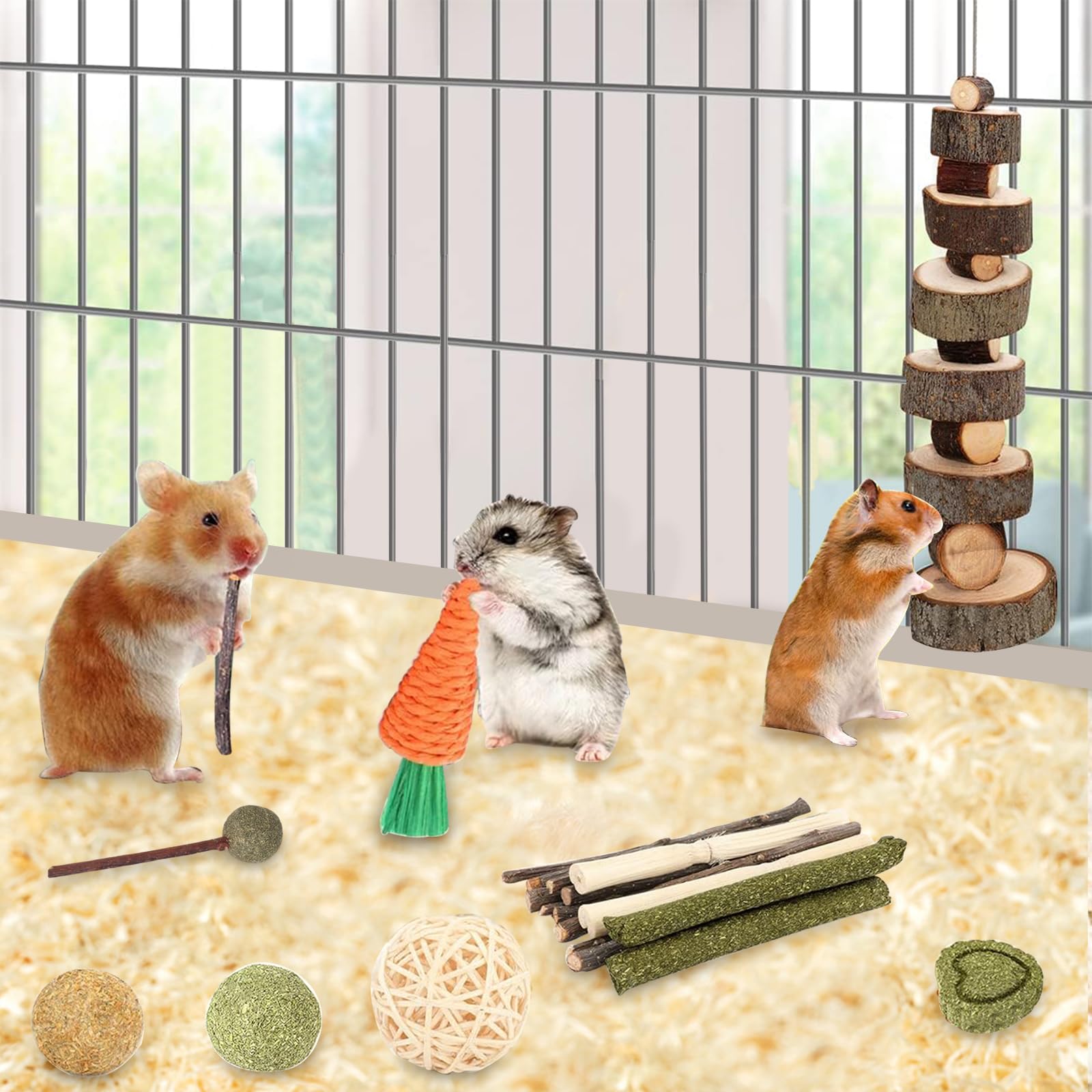 Naturezhen Giocattoli Masticabili Per Conigli - 25 Pezzi Naturali Per Salute Dentale E Divertimento - Foto 10