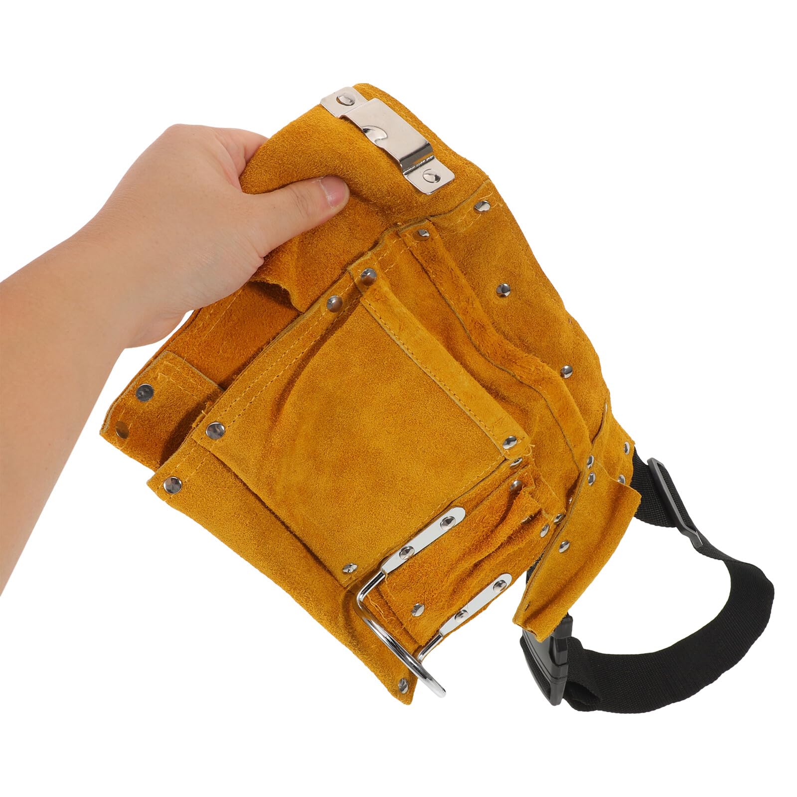 Toddmomy Ceinture Porte-Outils en Cuir Véritable pour Électricien Sacoche de Taille à Double Compartiment Rangement Sécurisé avec Boucles Renforcées Organiseur D’Outils Pratique pour