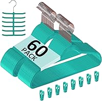 Vista 25 de VECELO Perchas de terciopelo de alta calidad resistentes (paquete de 60), antideslizantes y ahorran espacio con 8 clips para los dedos y soporte