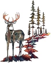 Metal Deer Wall Art - Forest Garden Wall Decor Mountain Tree Statue for Indoor/Outdoor Home Living Room Bedroom