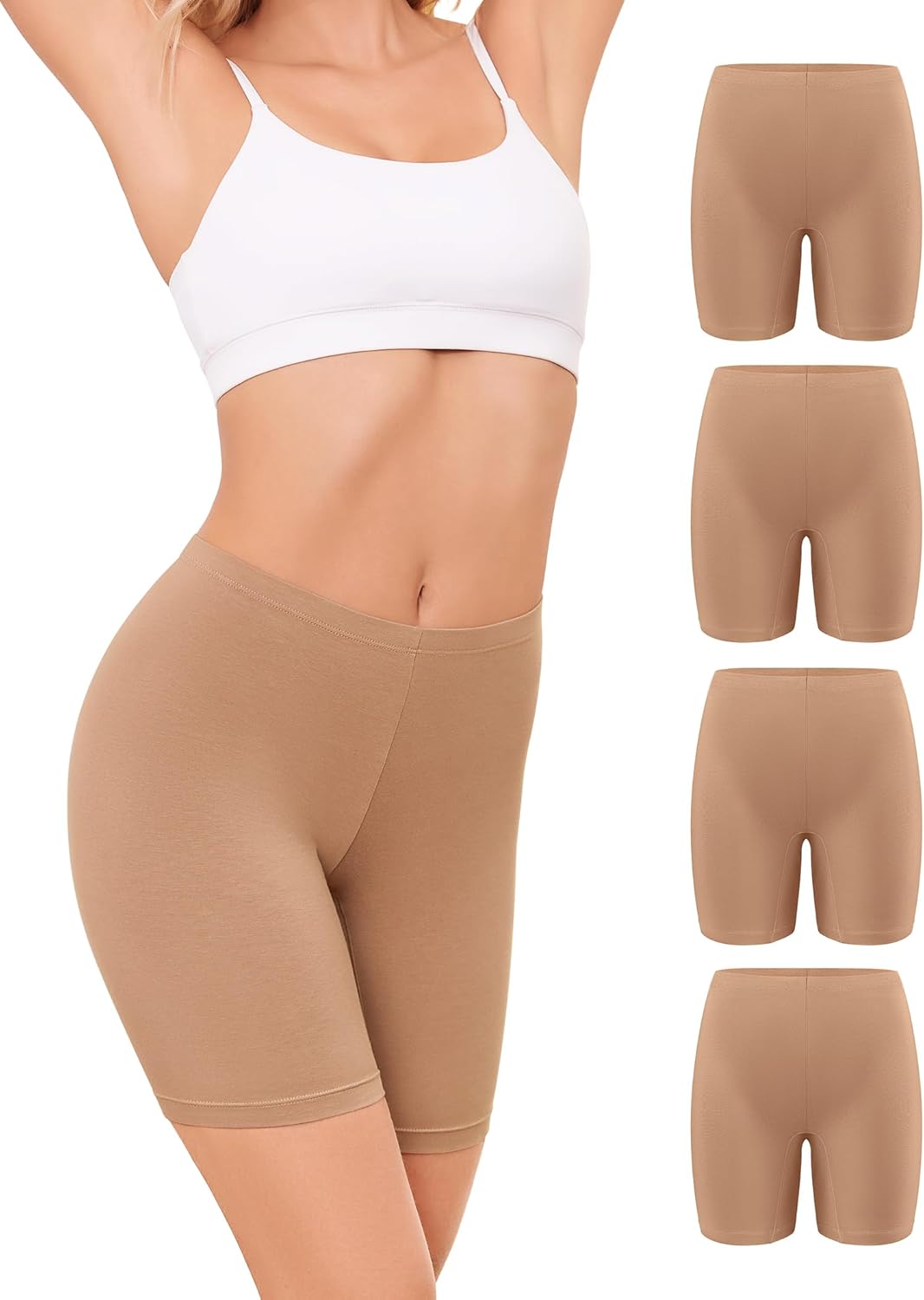 voenxe Women Cotton Boy Shorts Underwear,Lady Boxer Brief,High Waist Anti Chafe Short for Under Dress,Soft Biker Panty 4Pack