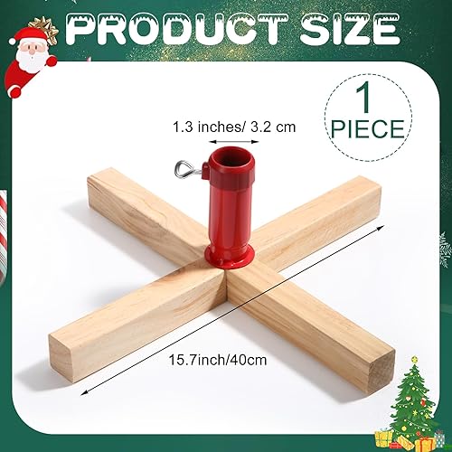 Miniatura 2 de Soaoo Soporte de madera para árbol de Navidad de 15.7 pulgadas de repuesto, base estable para árbol de Navidad, base de árbol de Navidad falsa con