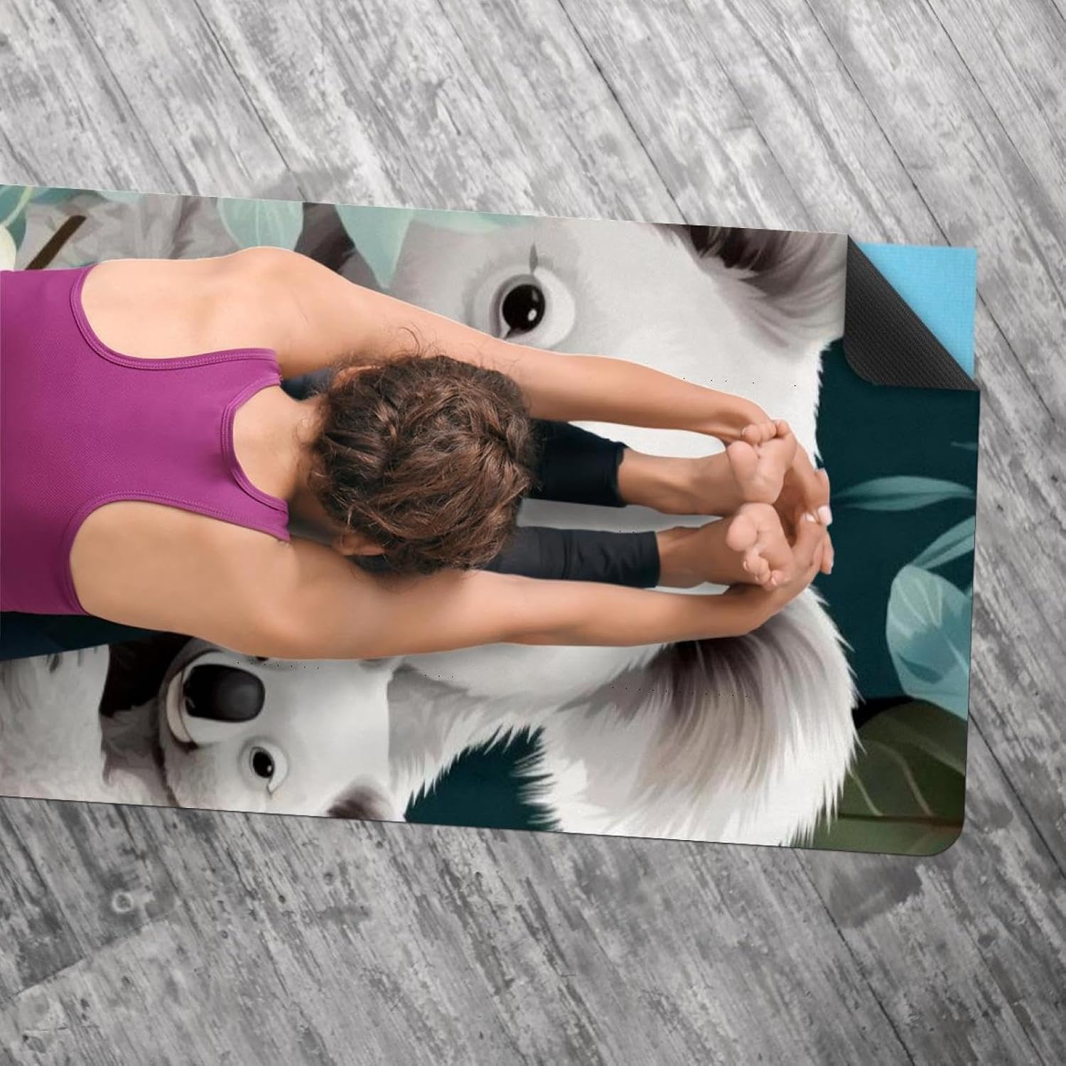 Yoga Towel, Koala Flowers Pattern Non Slip Sweat Absorbent Hot Yoga Mat Towel for Hot Yoga, Pilates and Fitness - 72.8" x 26.8"