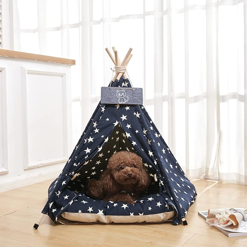 Nukdey Tipi Sátor Kutyáknak Macskáknak Mosható Párnával 50x50x60cm