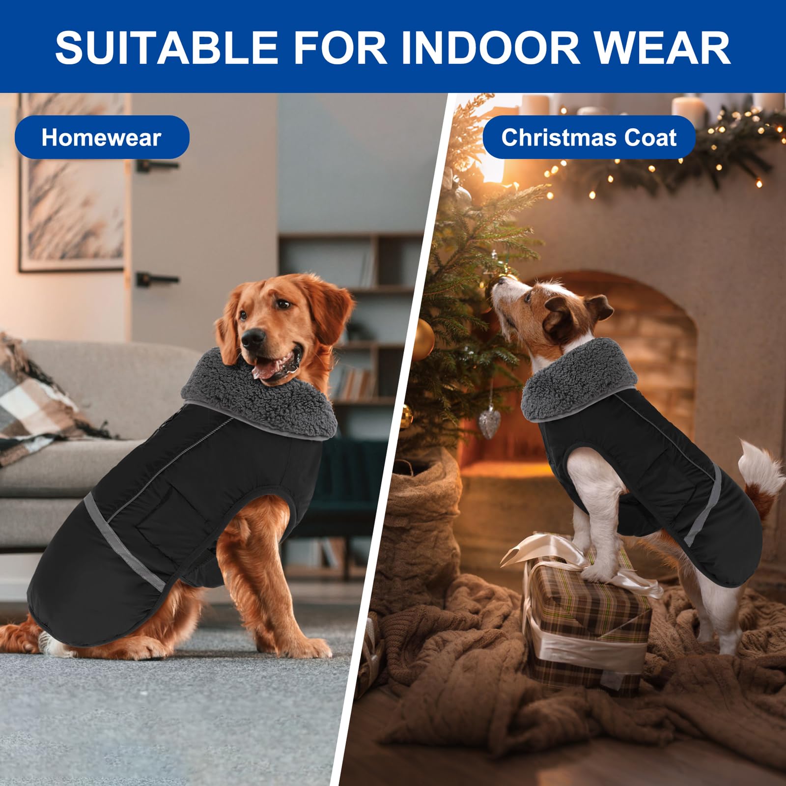 Doglay Cappottino per cani, impermeabile per animali domestici, per la stagione fredda, con colletto in pelliccia spessa, giacca invernale riflettente per cuccioli, calda fodera in pile, per animali