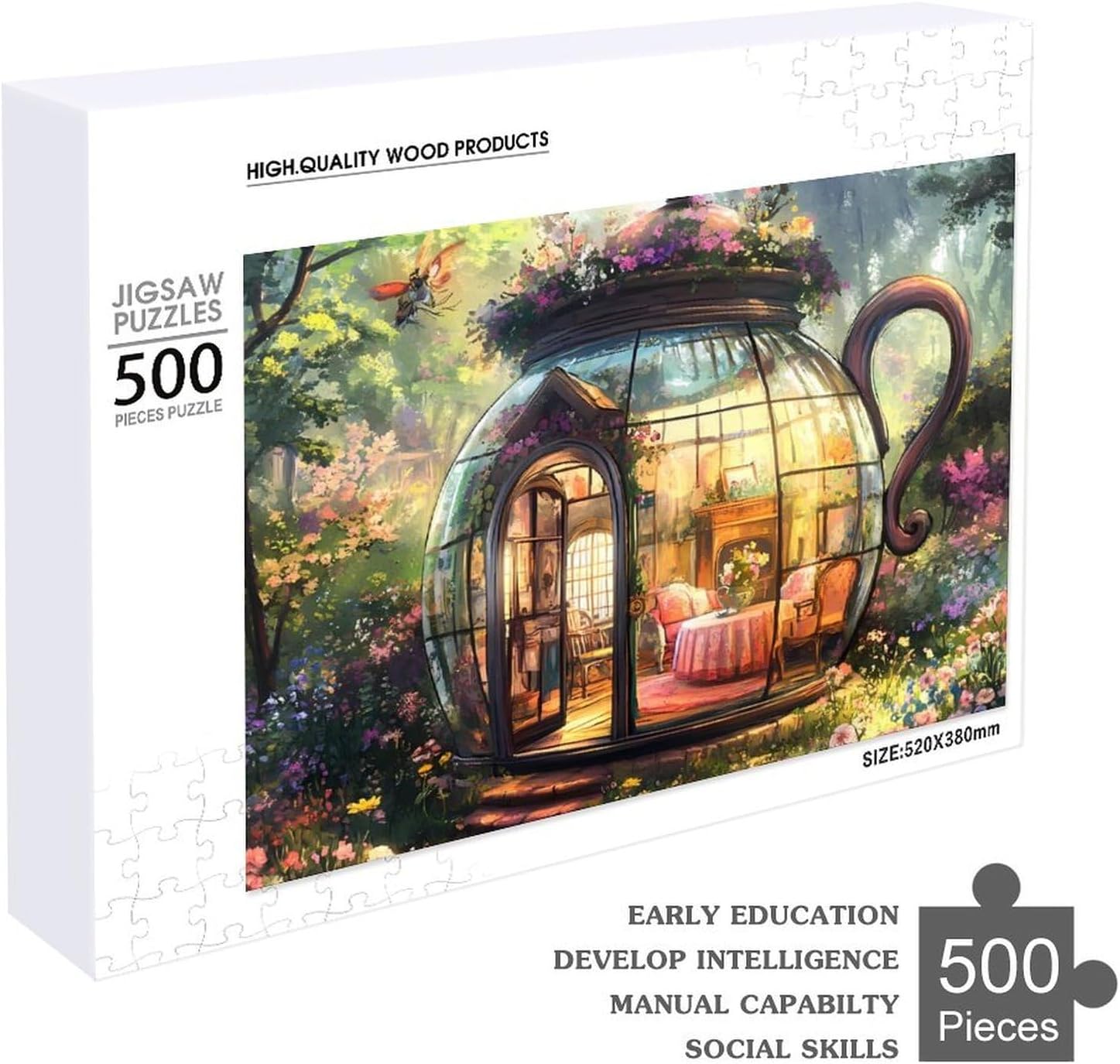 Teapot Cottage Wood Puzzle Challenging Jigsaw Puzzles for Women Men