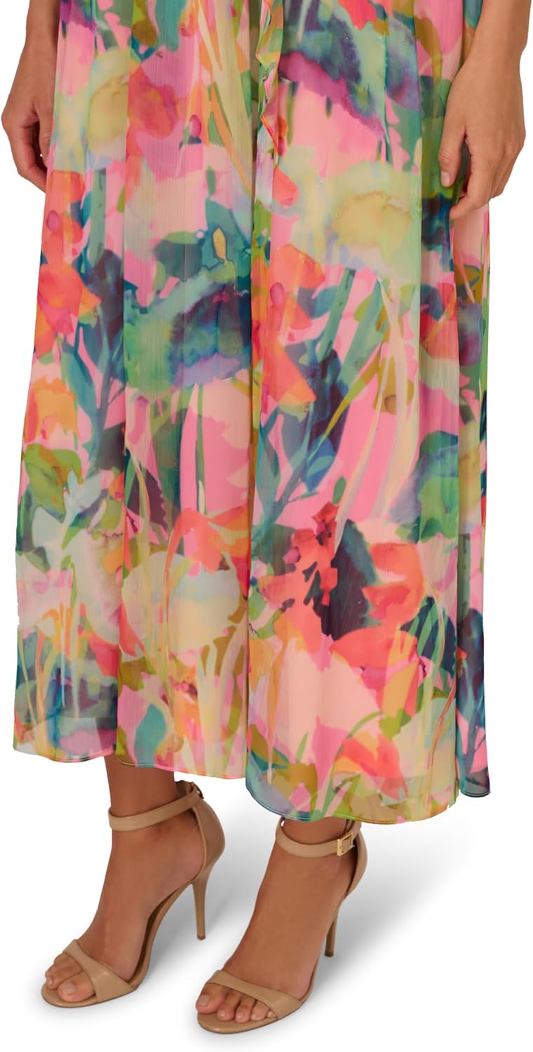 Adrianna Papell Print Chiffon Trapeze Dress, Pink Multi