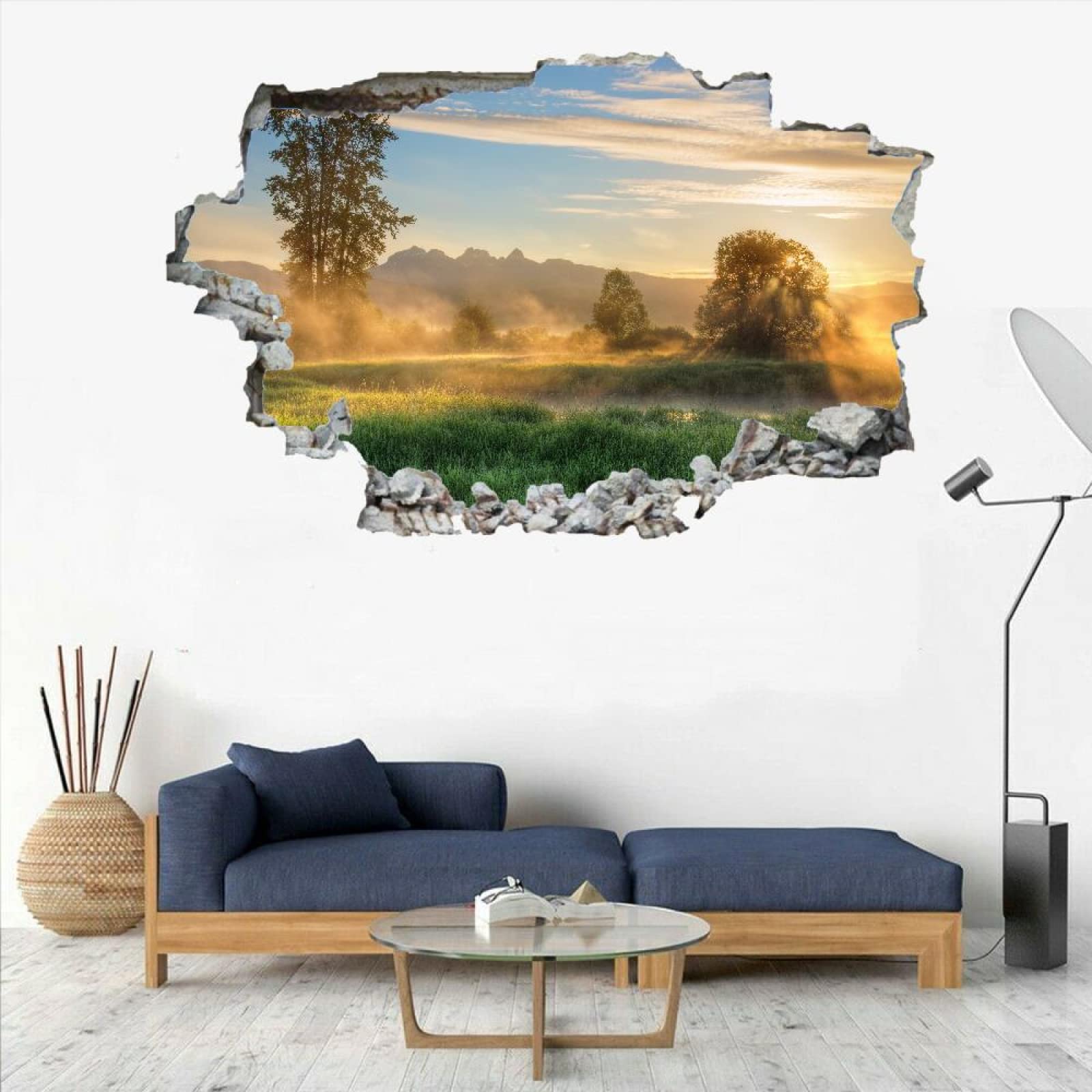 Árbol Tatuajes De Pared Wall Tattoo 3D Smashed Cielo Adhesivo De Pared Extraíble Calcomanías Murales Para Habitaciones Nubes Niñas Niños Dormitorio Mural Decoración Para El Hogar 75x113cm