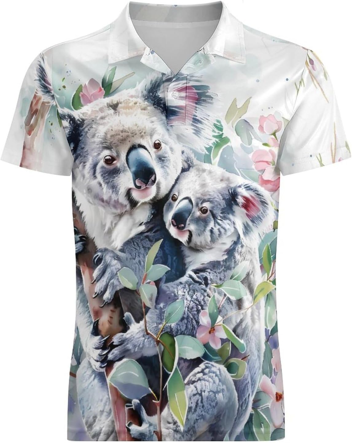 Watercolor Koala Novelty Men's Short Sleeve Shirt Golf Tennis Shirts Work T-Shirt Sport Tee